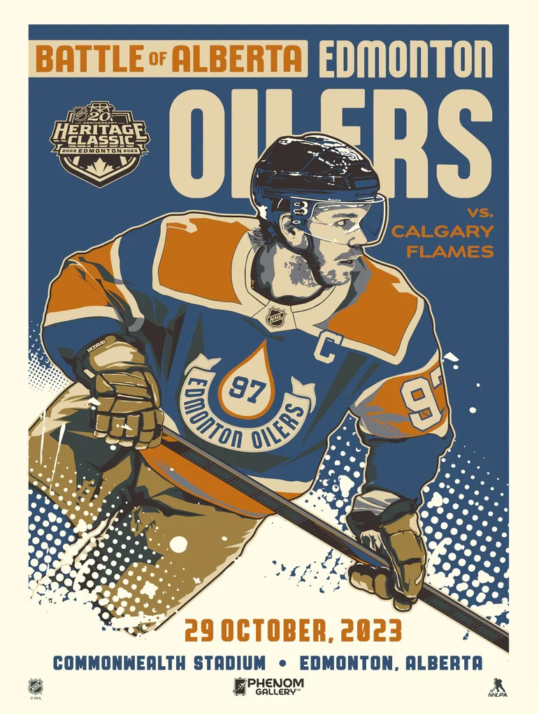 Phenom Gallery Edmonton Oilers Connor McDavid '23 Heritage Classic 18 x 24