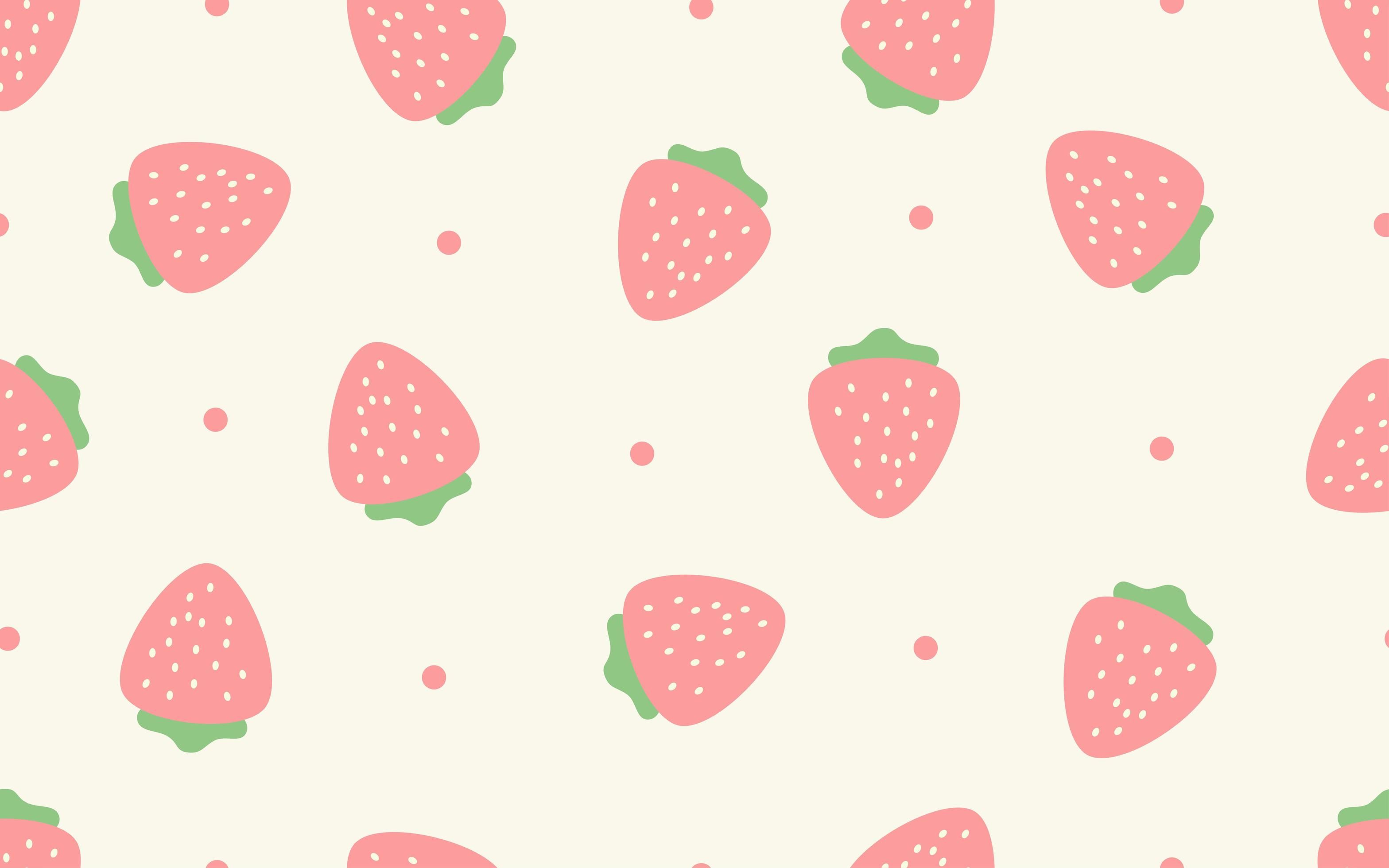 Strawberries in pattern design Aesthetic Wallpaper for Desktop