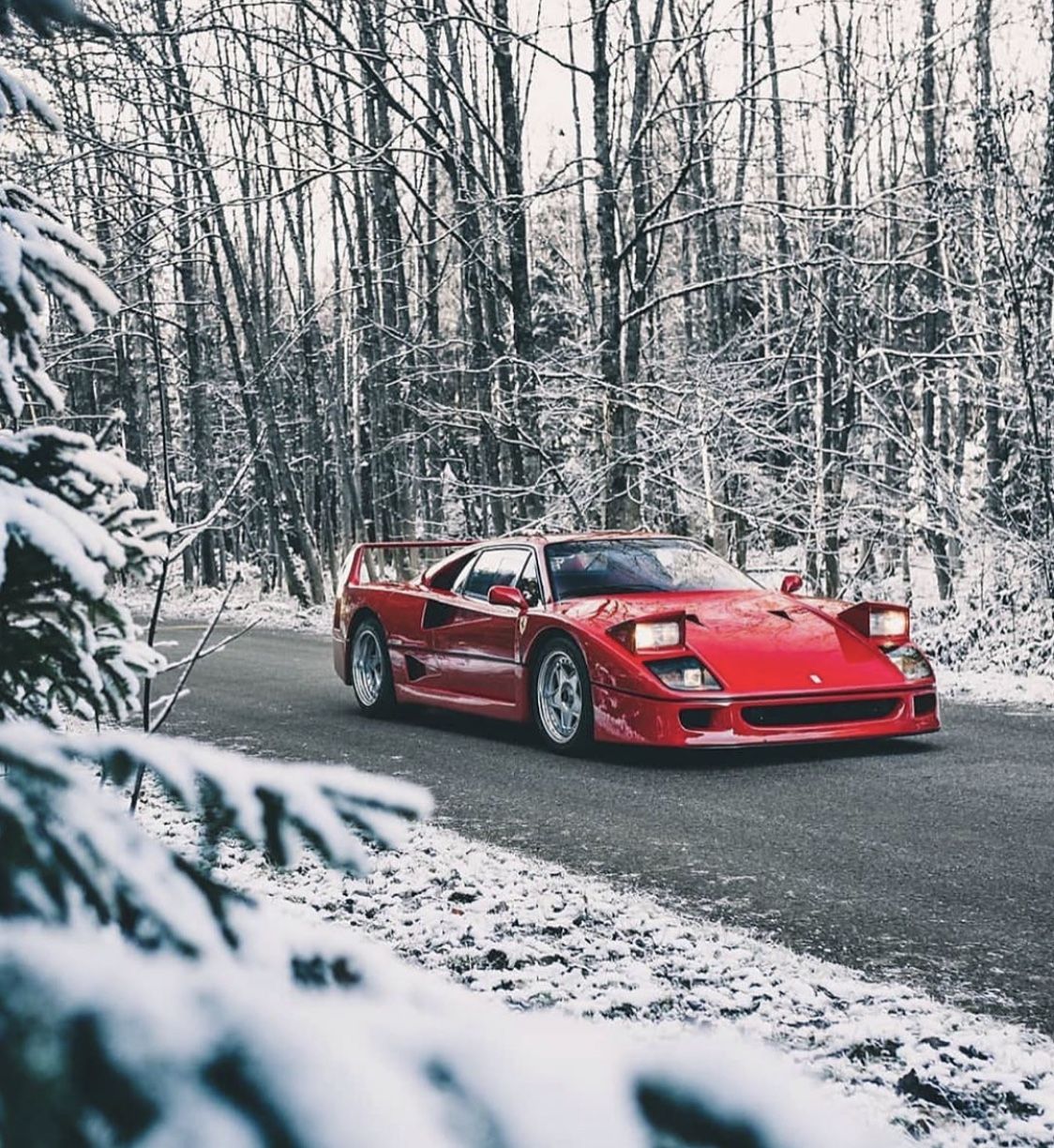 Ferrari F40 in Snowy Weather