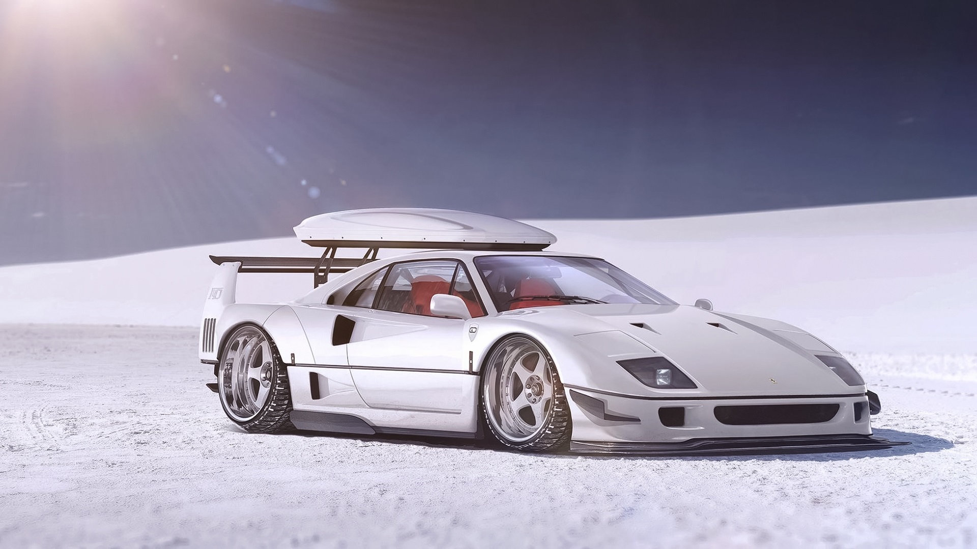 Wallpaper Ferrari, white, F40, Front, snow, Supercar, Autemo for mobile and desktop, section ferrari, resolution 1920x1080