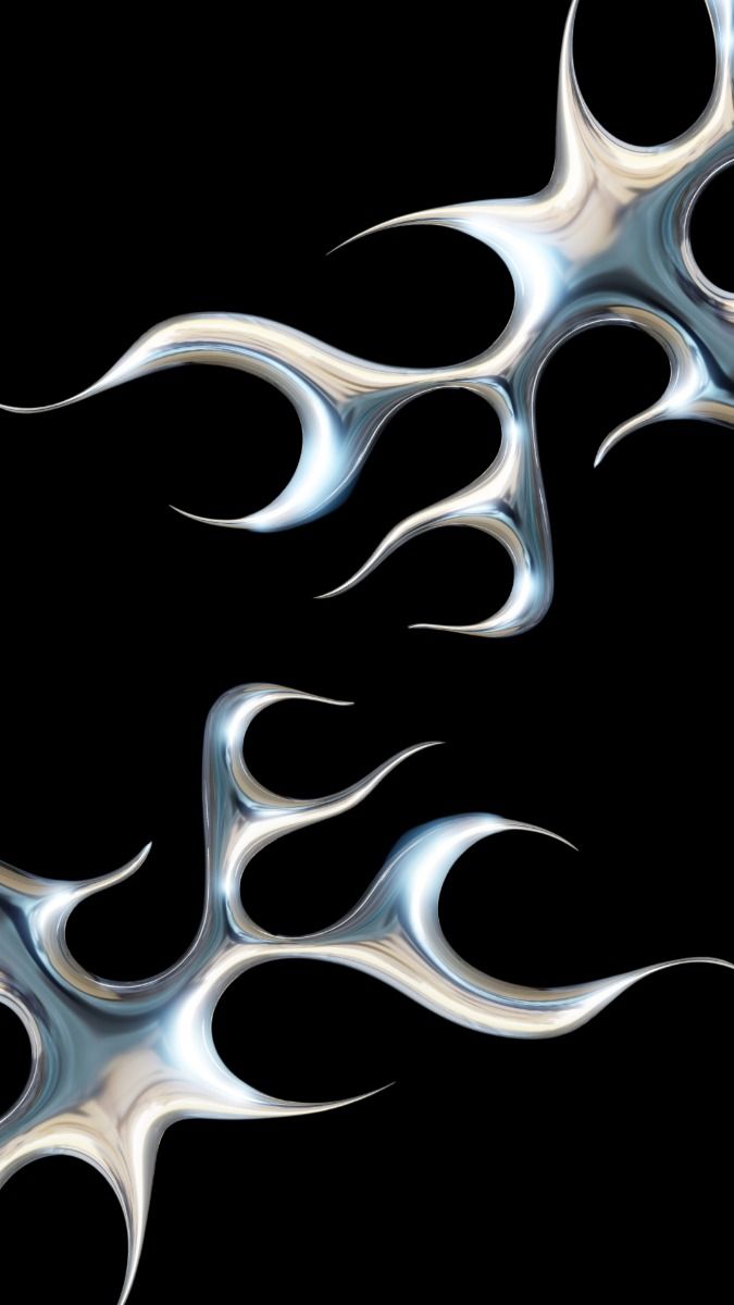 3D chrome cyber shape. Brutalist futuristic style. 3D Illustration