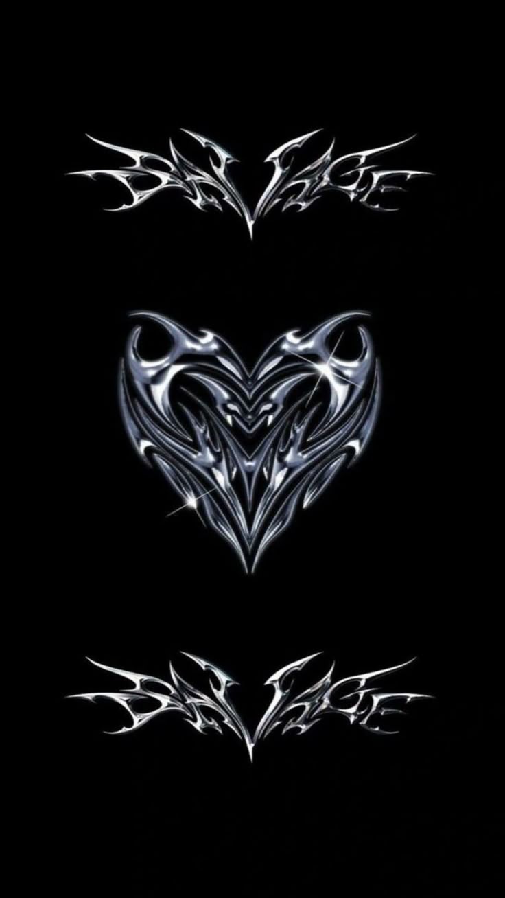 Gothic silver heart grunge goth black