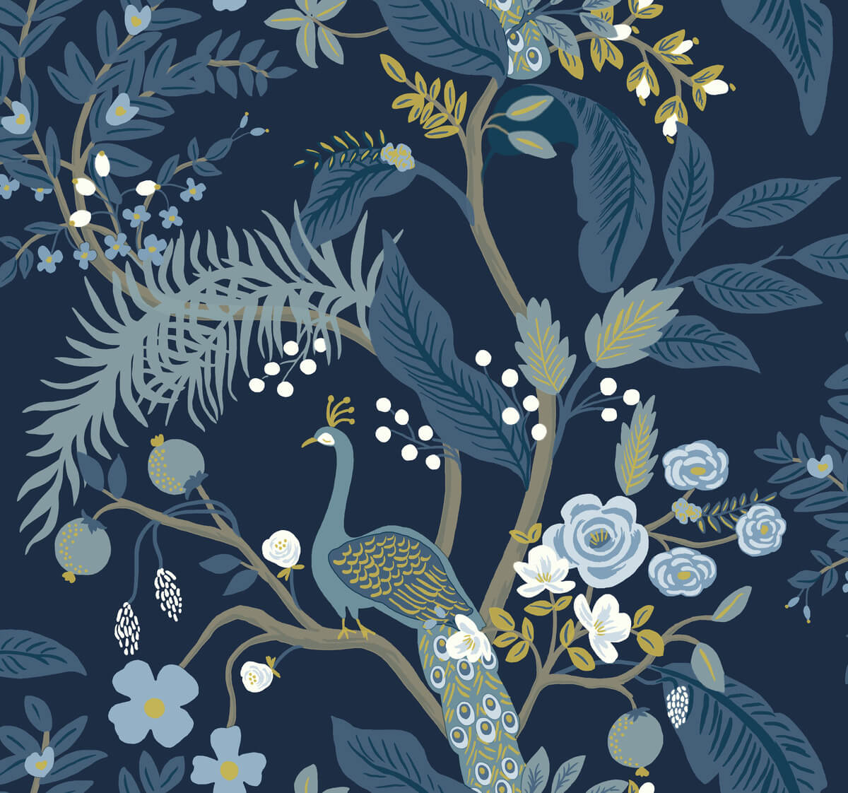 Peacock Wallpaper Navy
