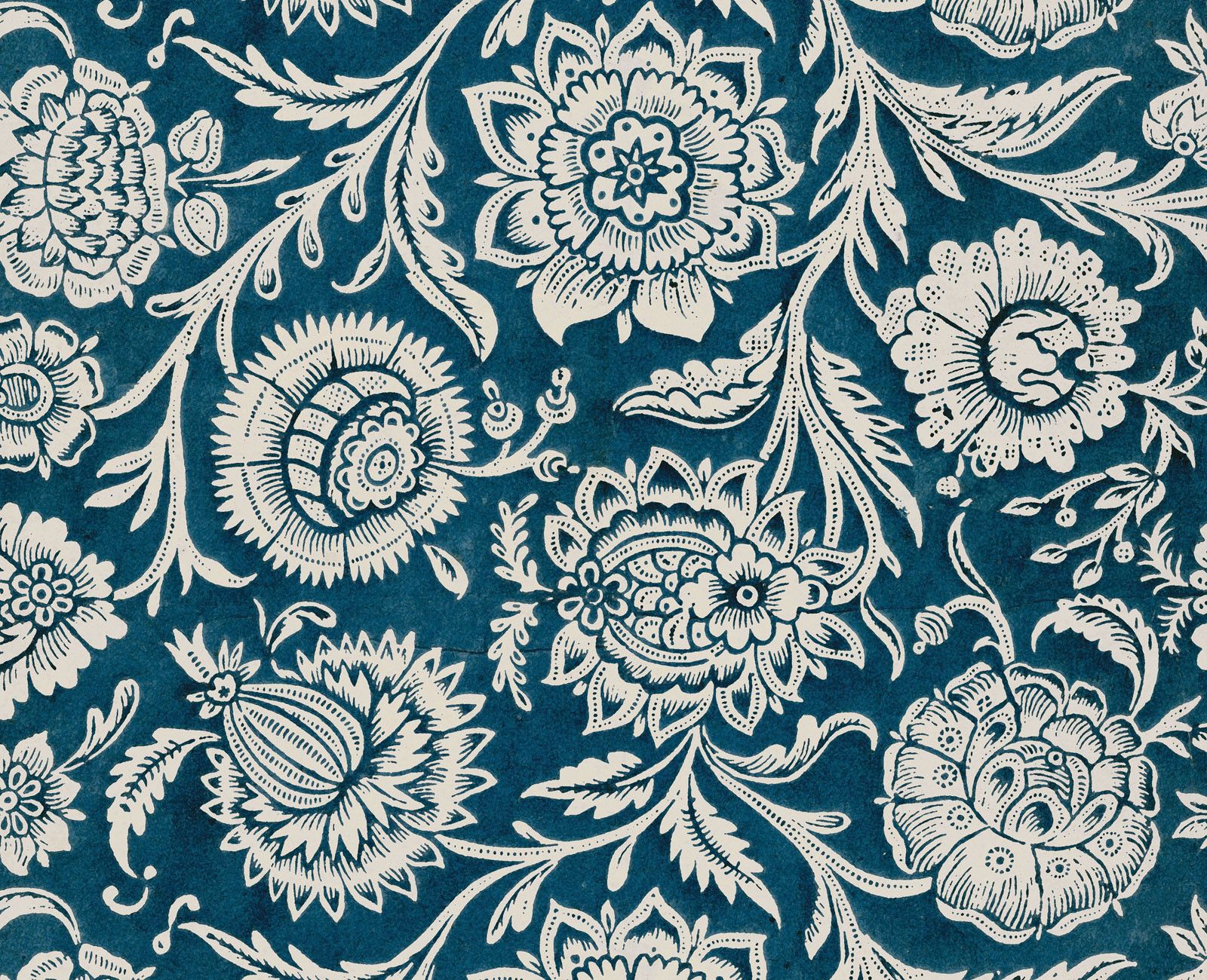 Domino wallpaper blue peonies. Flowers and leaves