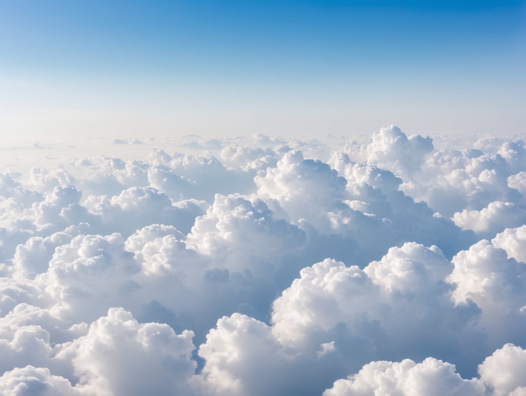 Premium Free ai Image. high nature view large white clouds on soft sky background in the morning view of white cloudy on the plane