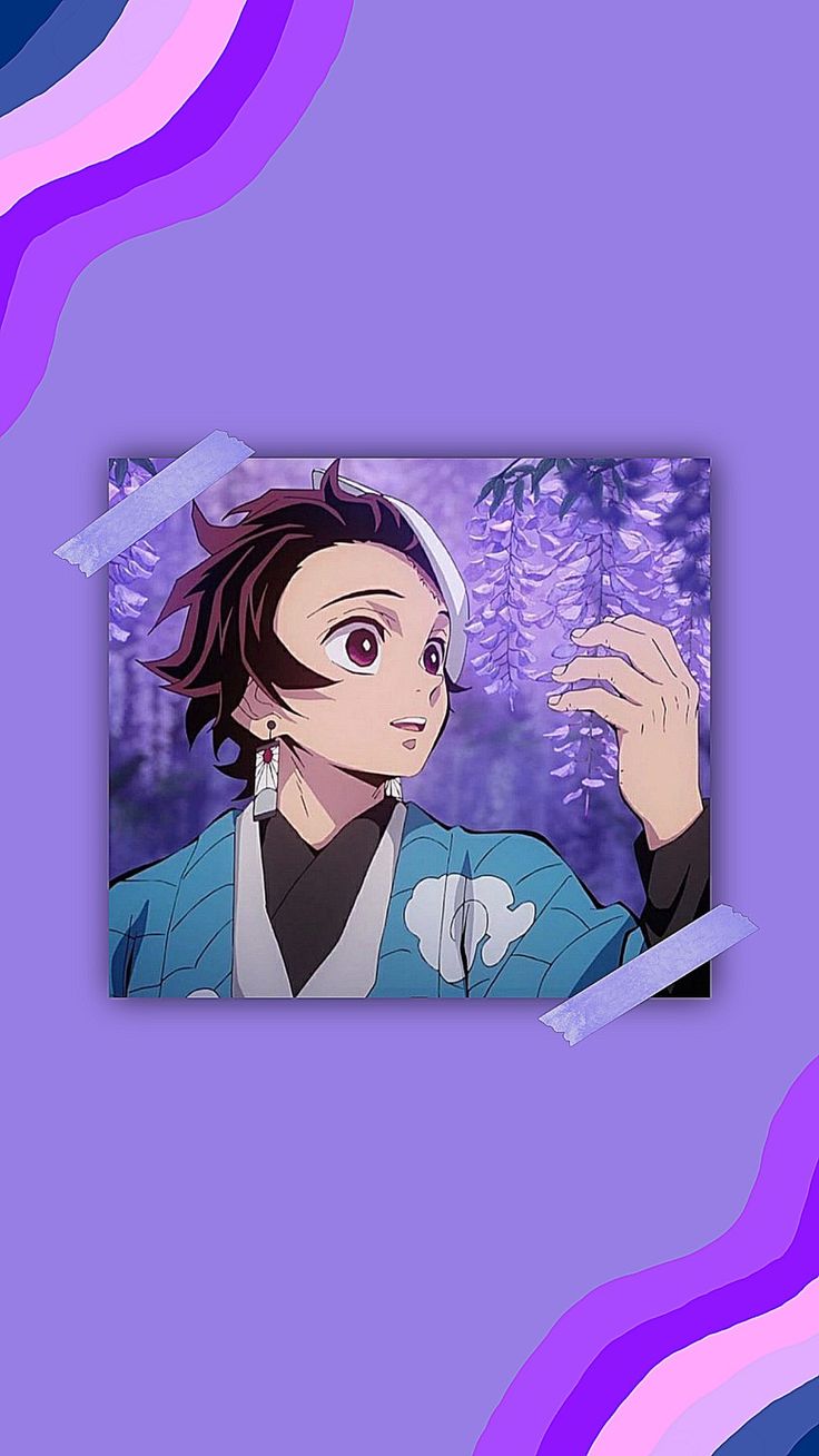 tanjiro and wisteria flower wallpaper