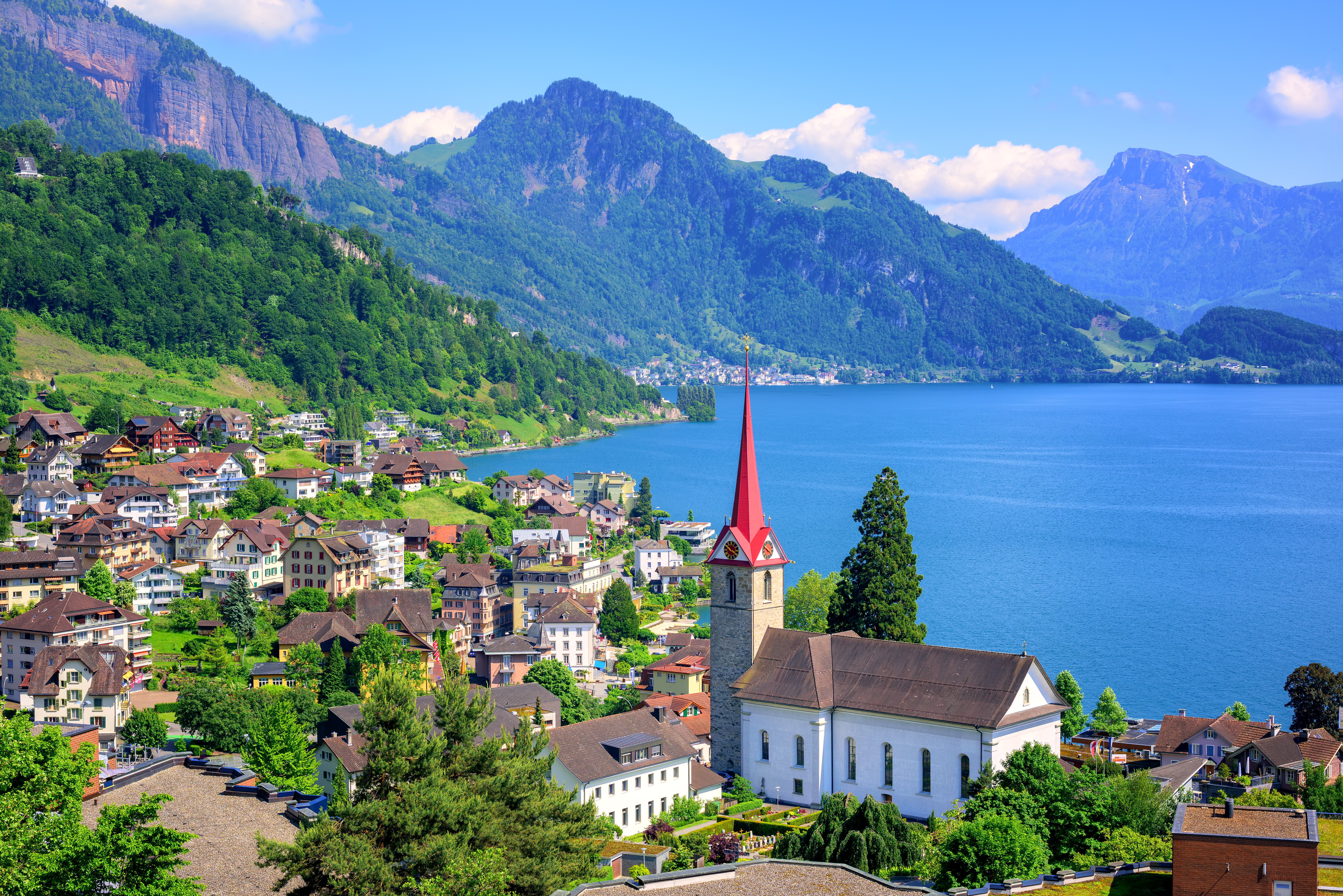 Lovely view of the city of Lucerne, Switzerland Desktop wallpaper 1920x1080