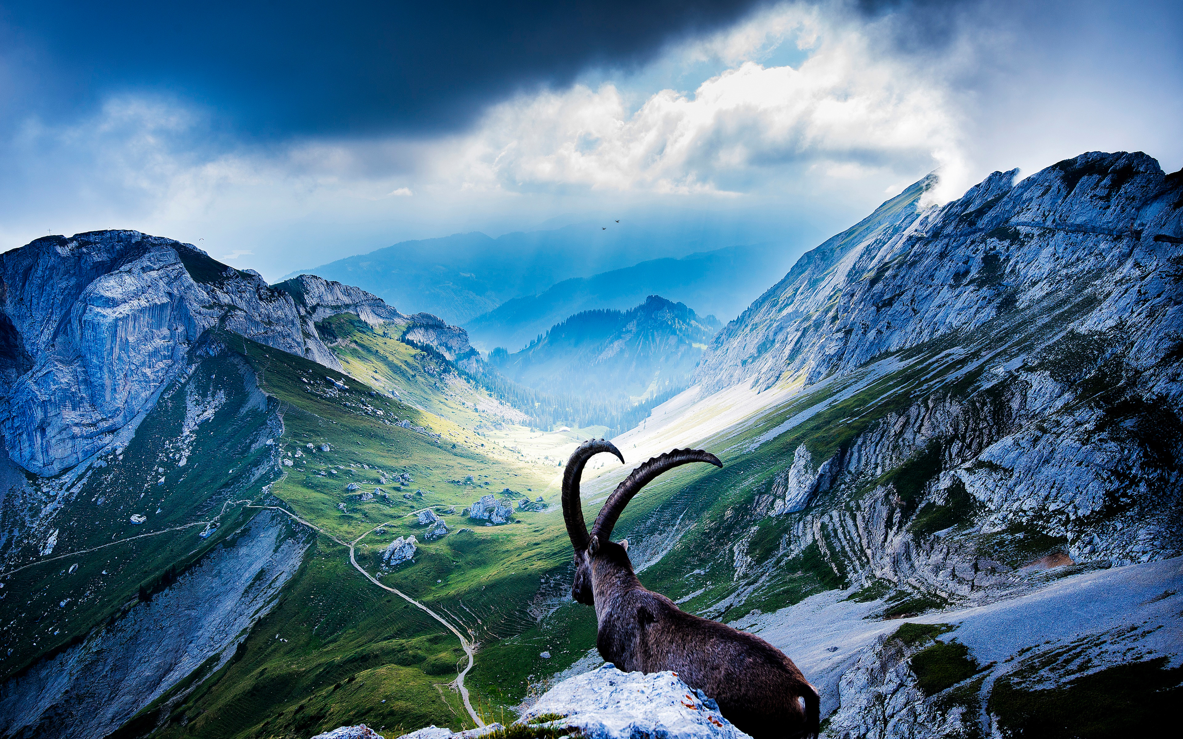 Desktop wallpaper: Switzerland, Photography, Landscape, Mountain, Night, Valley 4K free download for PC. 807586