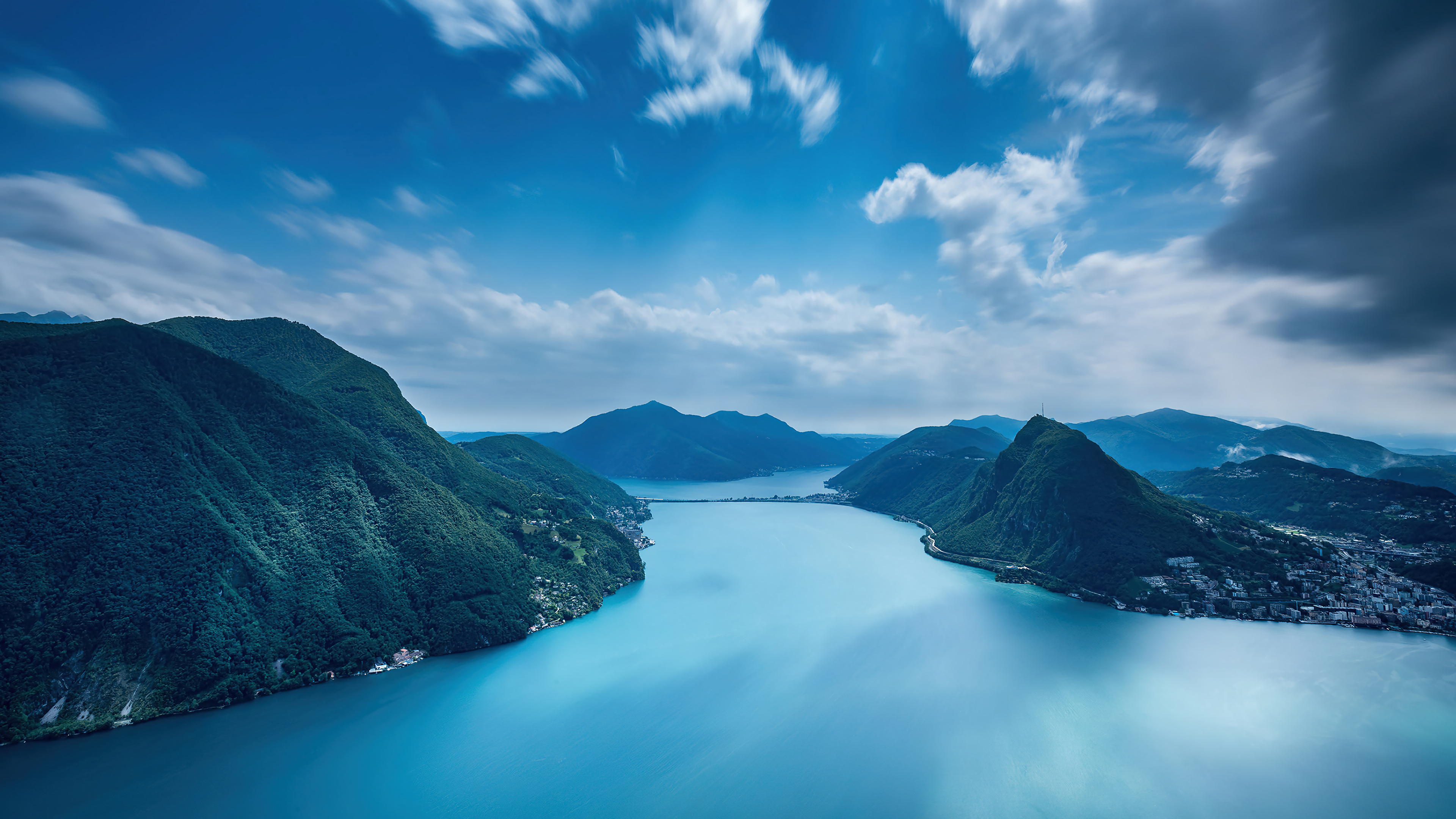 Lake Lugano Switzerland Mountain Scenery Wallpaper 4K HD PC g