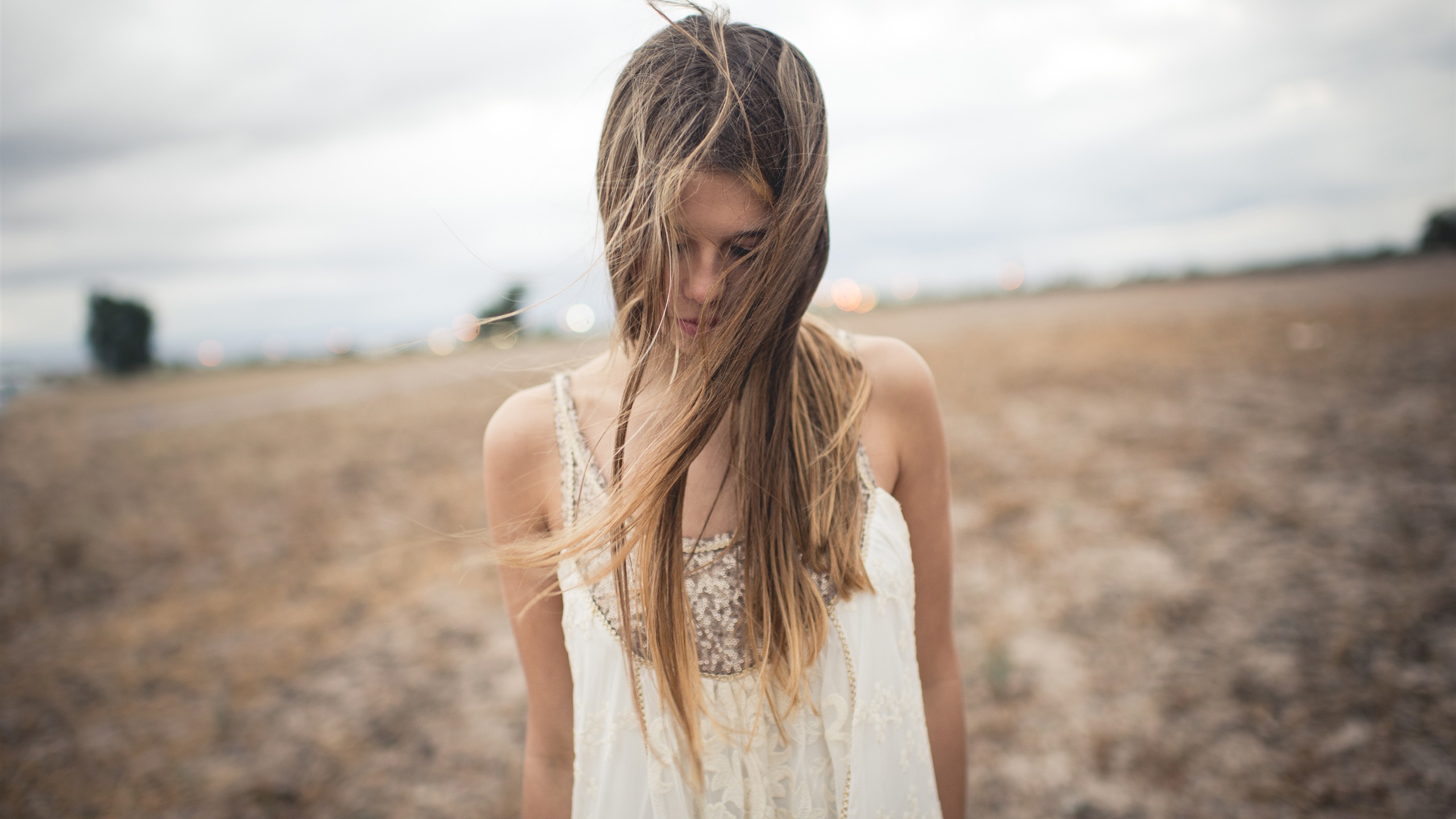 Hair Messy Girl, Field, Wind 1080x1920 IPhone 8 7 6 6S Plus Wallpaper, Background, Picture, Image