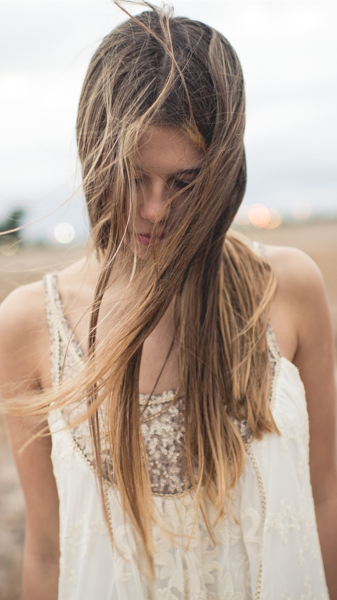 Hair Messy Girl, Field, Wind 1080x1920 IPhone 8 7 6 6S Plus Wallpaper, Background, Picture, Image