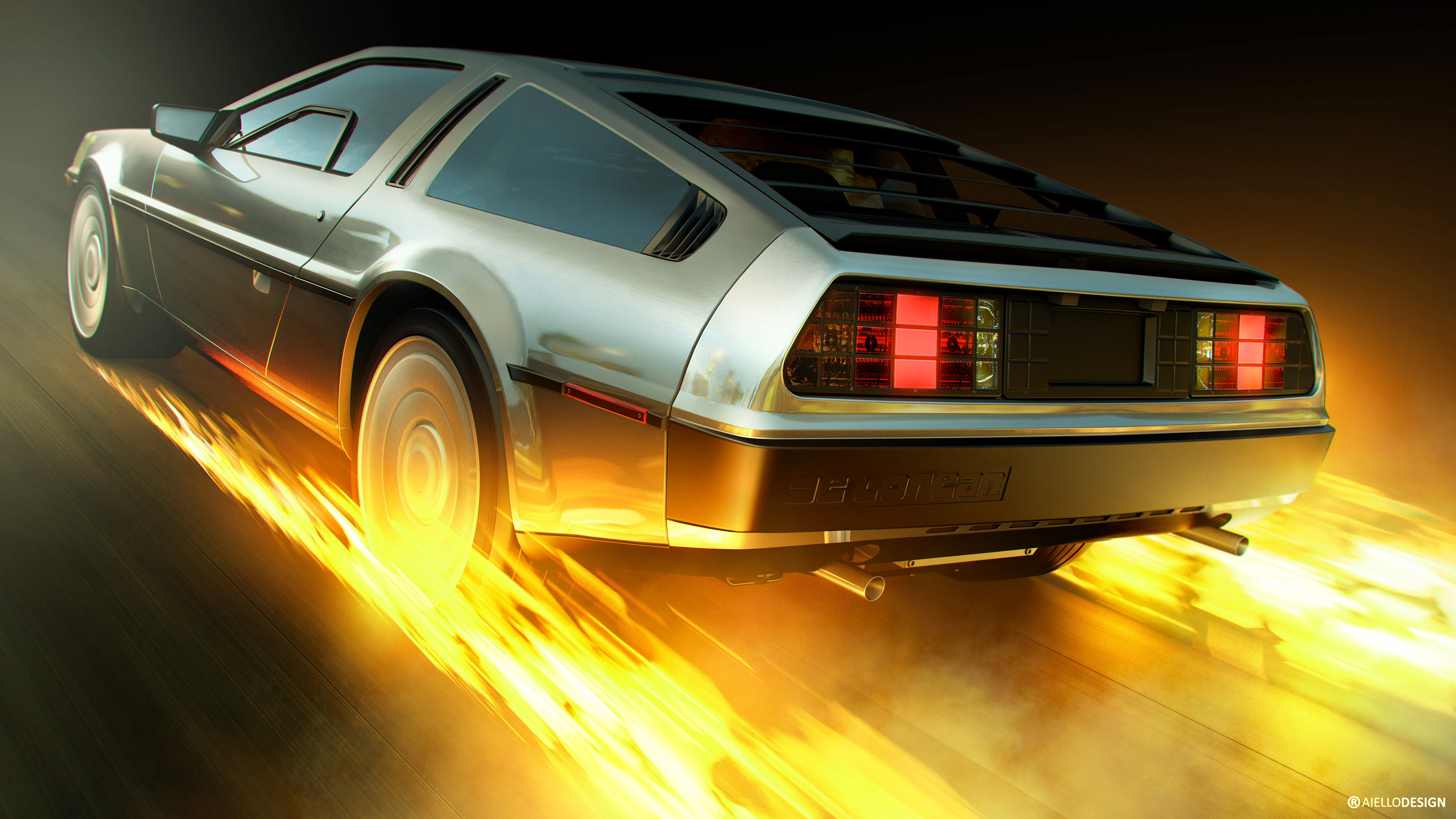 DeLorean time machine Artwork 4K Wallpaper