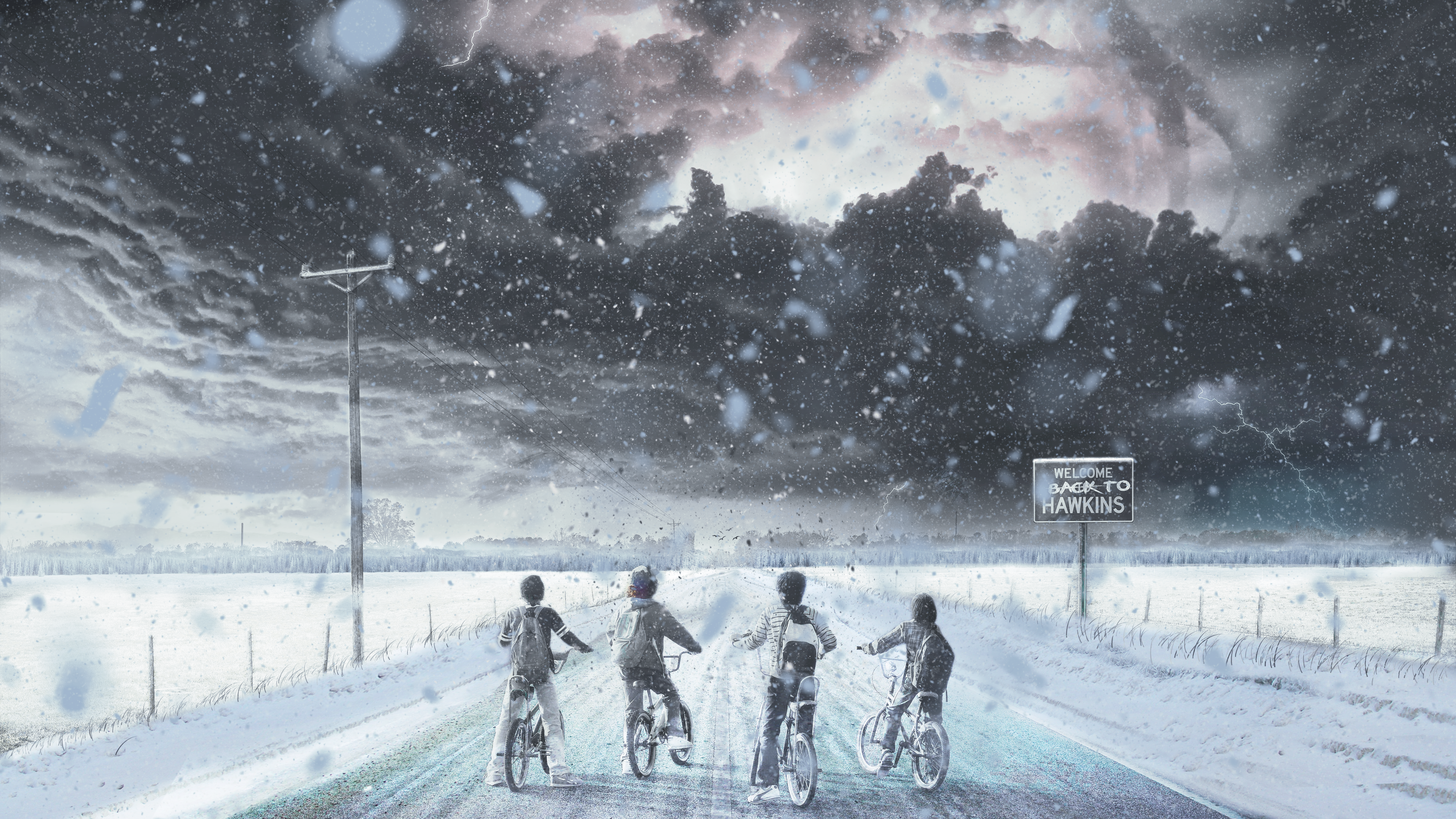 I edited the original Stranger Things 2 wallpaper into a snowy version for this Christmas