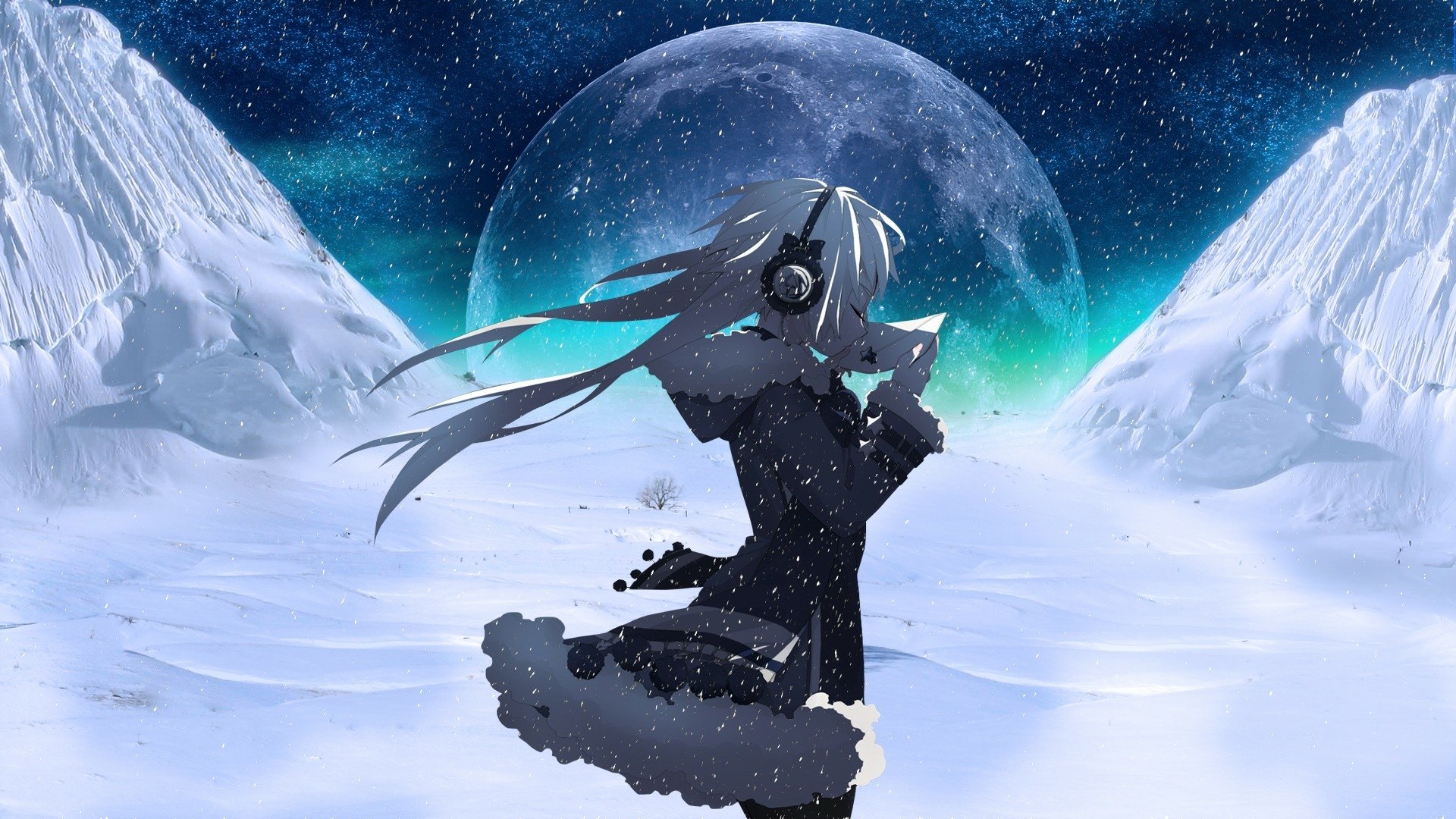 Moonlit Winter Dream: Anime HD Wallpaper