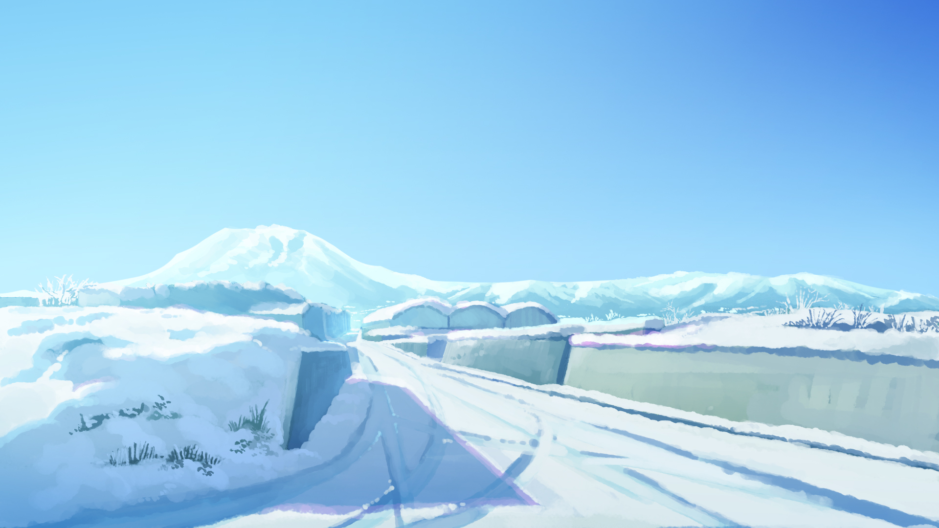 Download Winter Mountain Street Snow Anime Original Winter Anime Snowy Mountain HD Wallpaper by あらた！