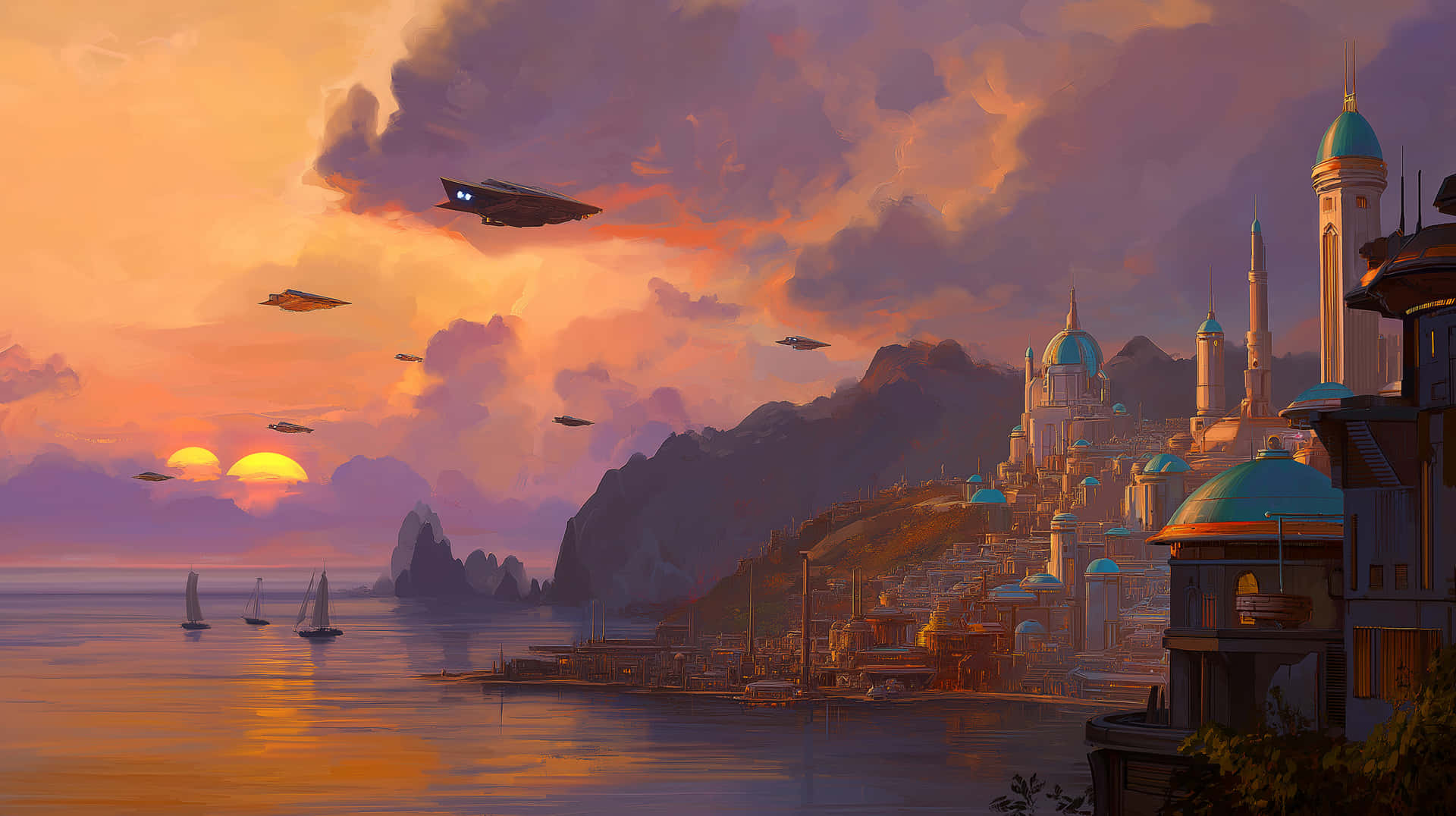 Download A Peaceful Alien Civilization In A Futuristic City Wallpaper