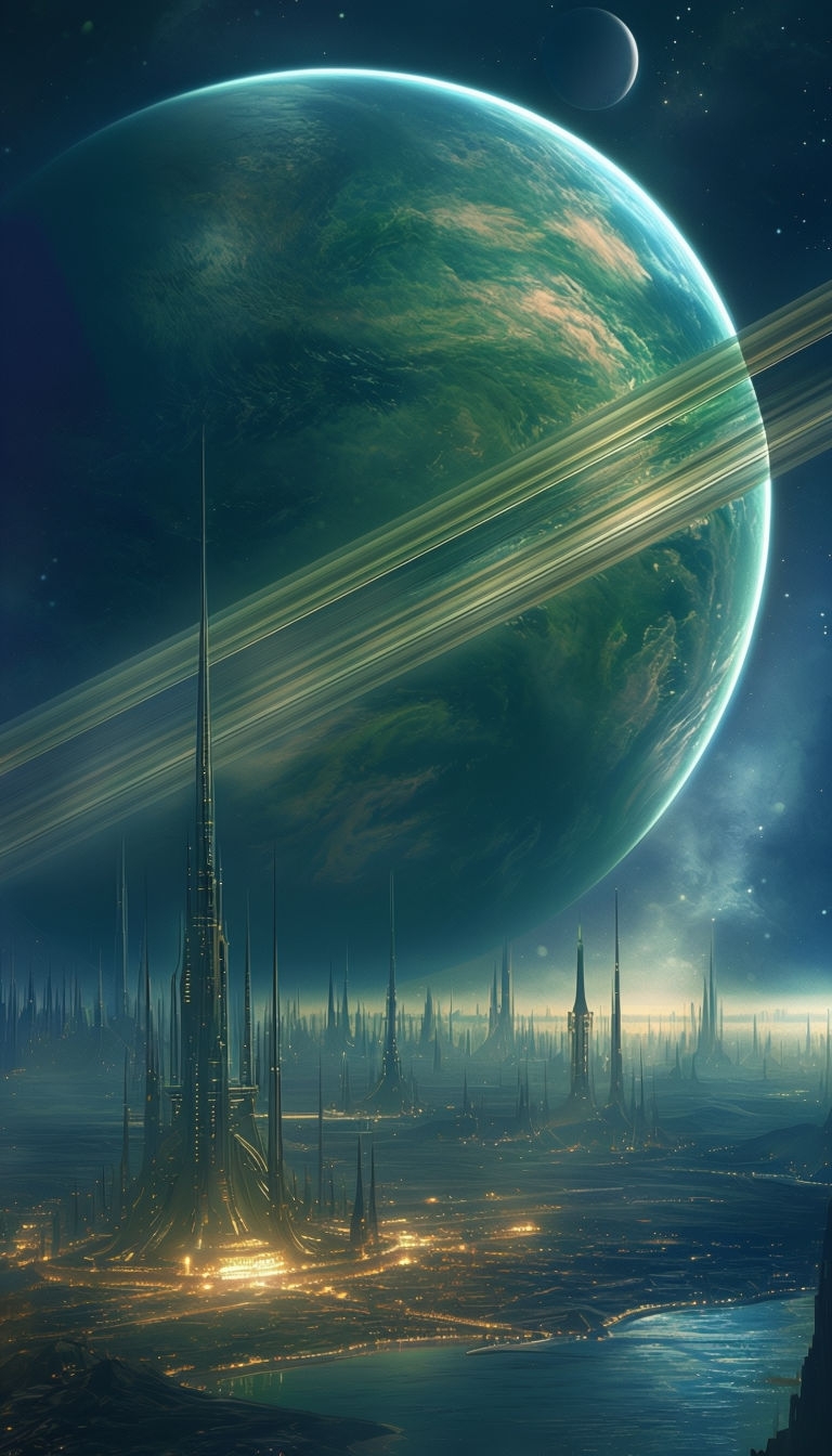 Free And Customizeable Bright High Dimensional Civilization Beautiful Alien City Background