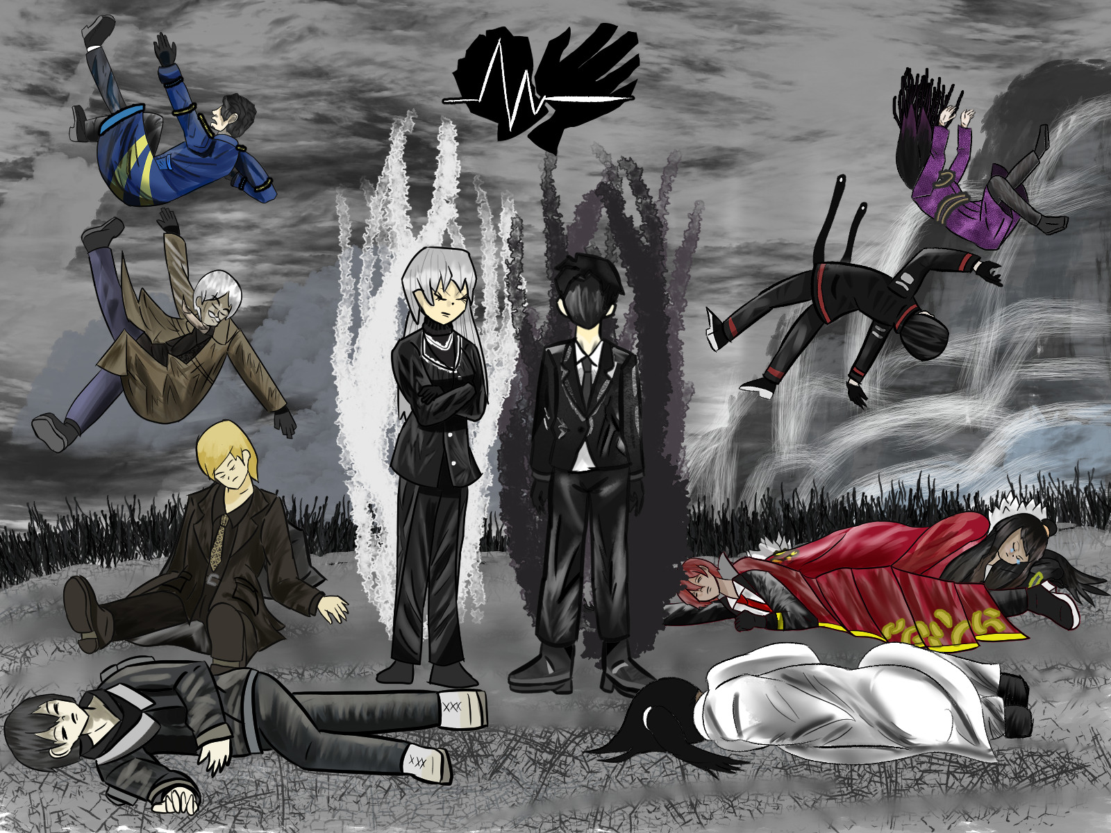 I finally finished my most ambitious fanart for Library of Ruina! Drew all the memories of Roland (Black Silence) except