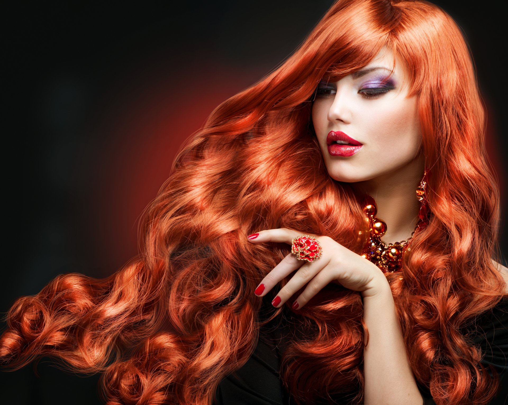 Radiant Woman with Flowing Hair
