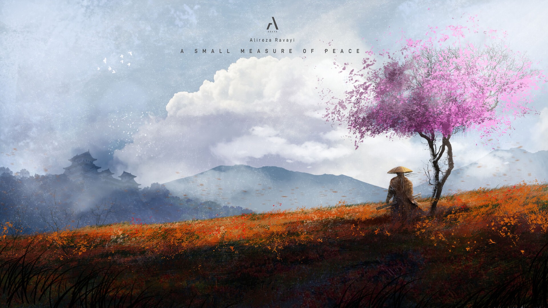 Desktop wallpaper: Samurai, Fantasy, Landscape, Tree, Warrior 4K free download for PC. 1009975