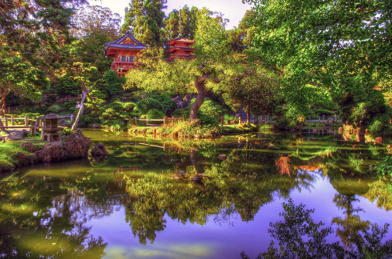 Download Samurai Standing in Tranquil Japanese Garden Wallpaper