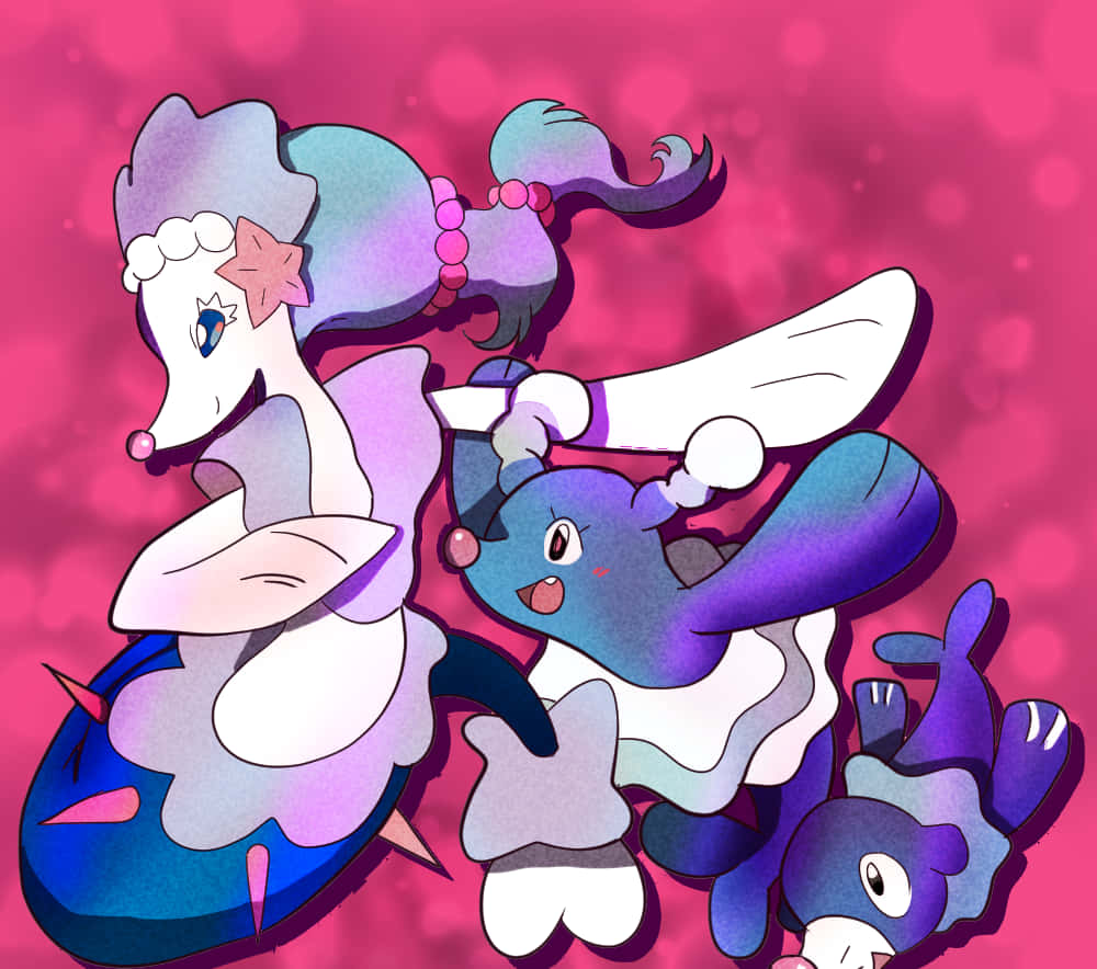 Download Popplio Brionne And Primarina Pink Background Wallpaper