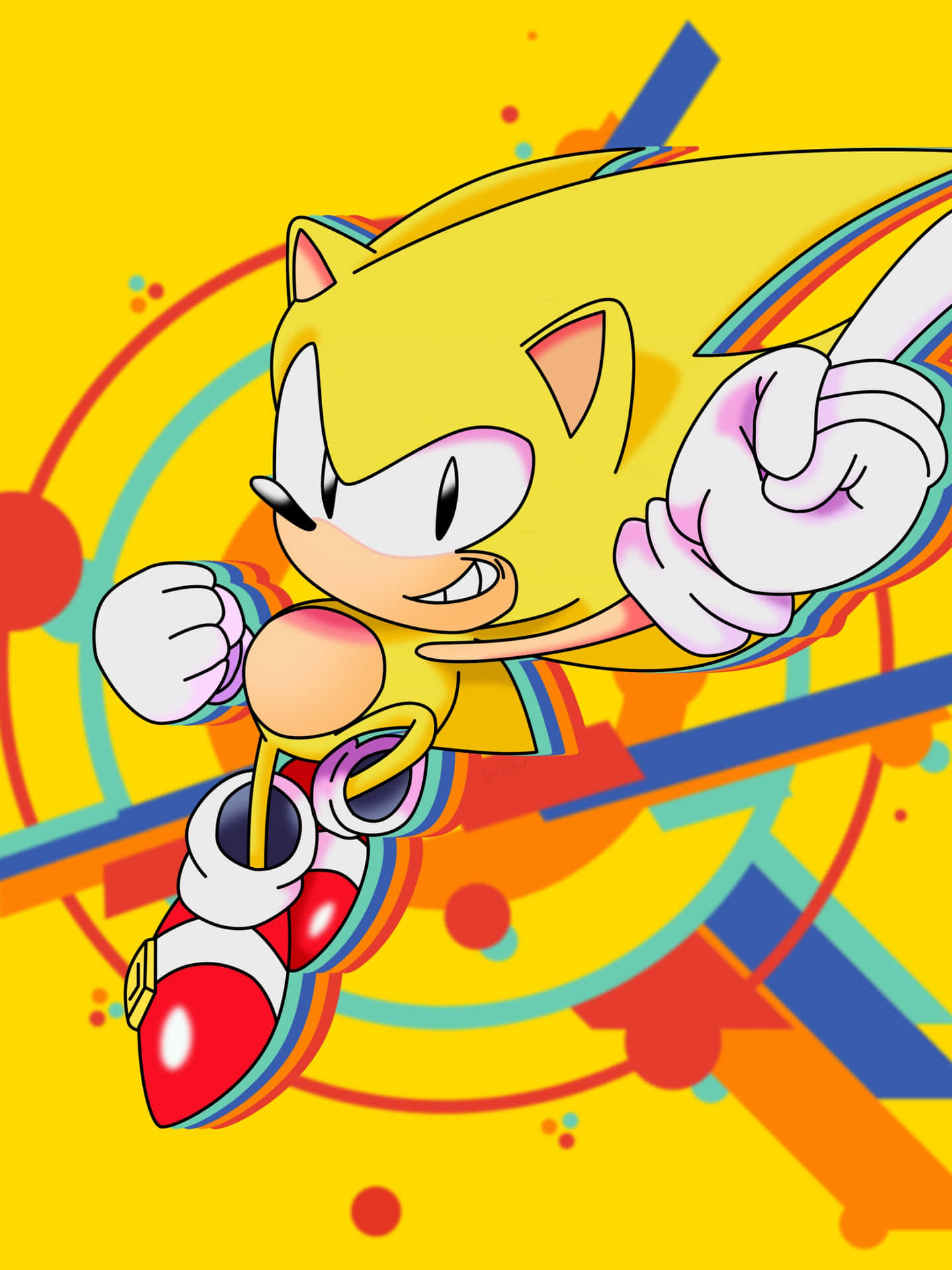 Download Sonic The Hedgehog On A Colorful Background Wallpaper