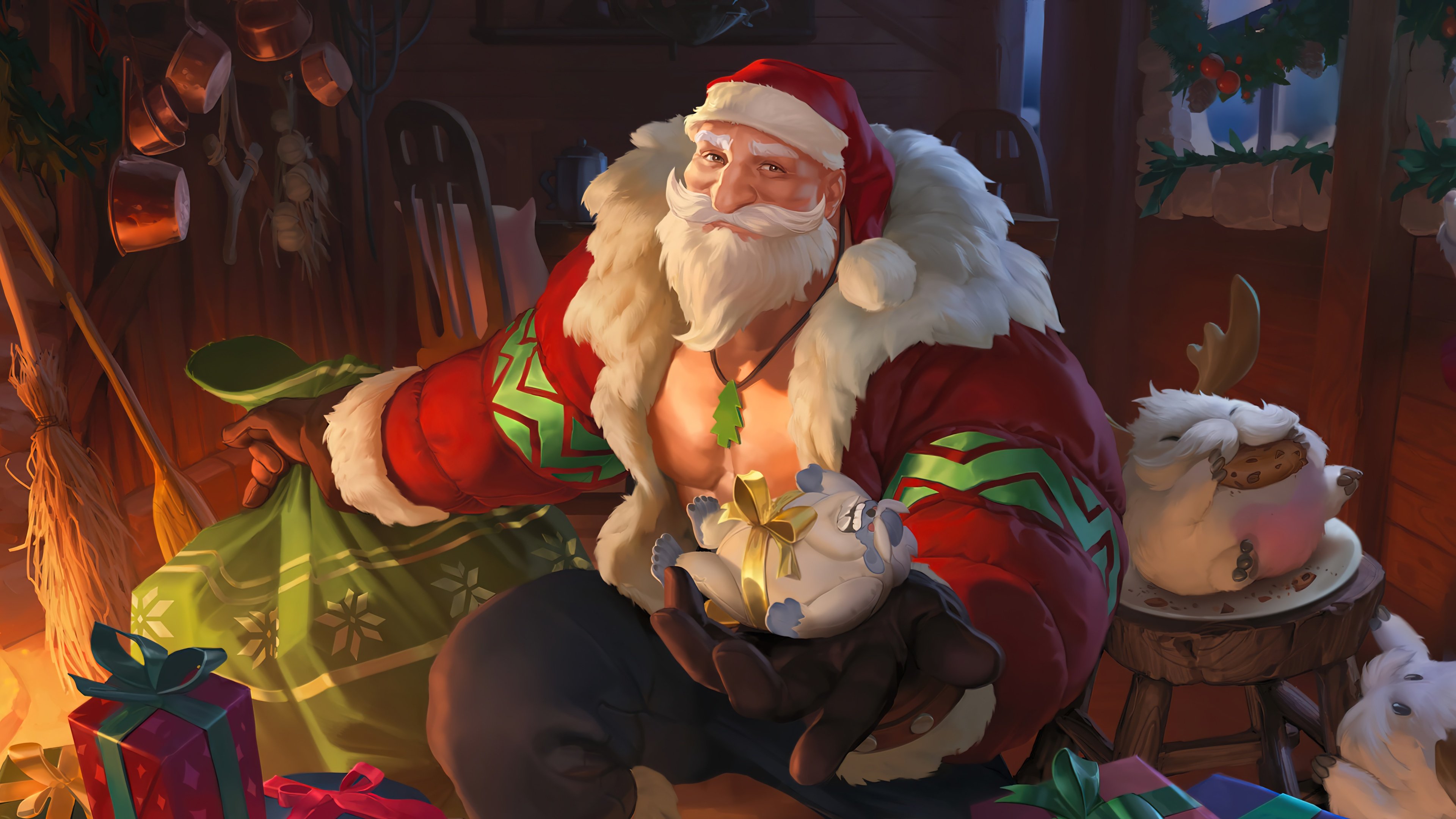 Santa Braum League of Legends Wallpaper 4k for Desktop