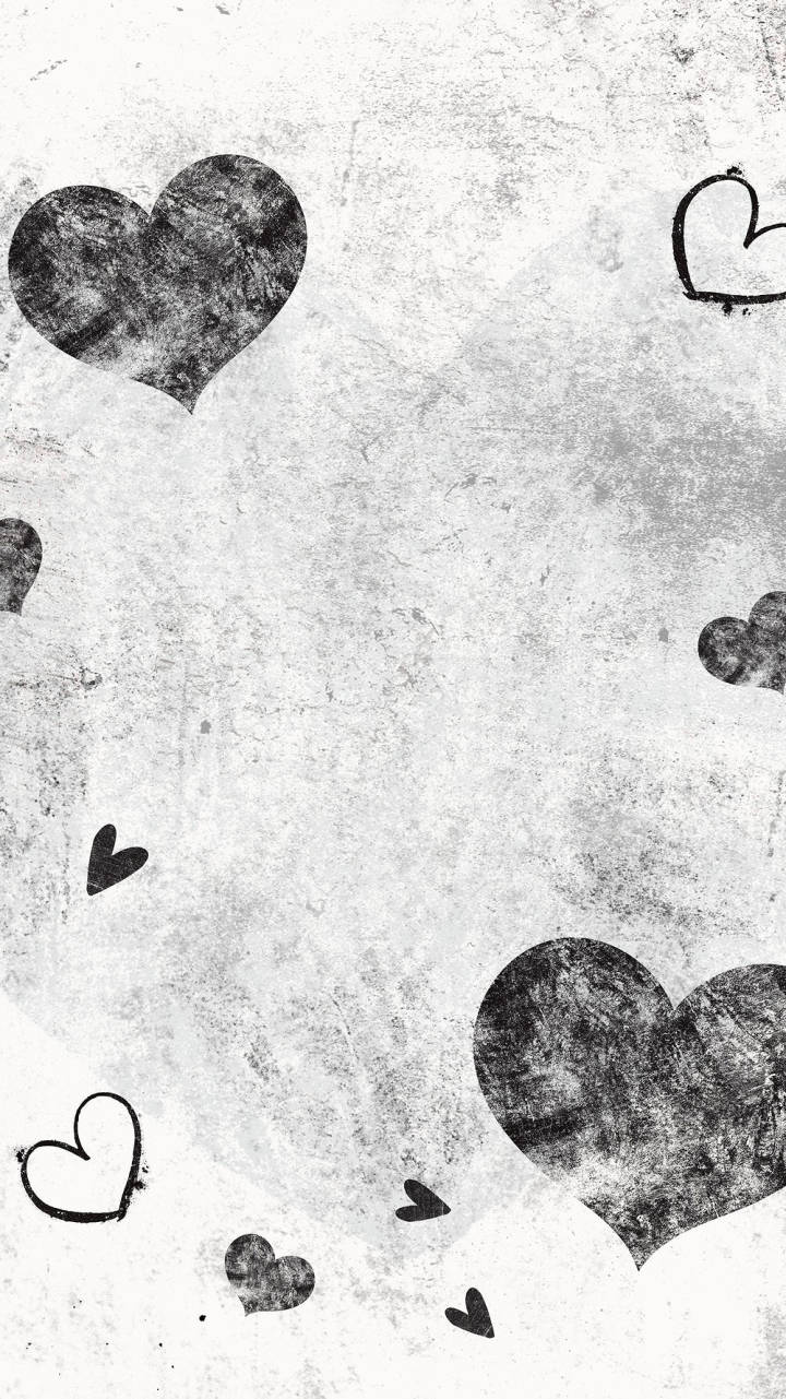 Download Love Black And White Hearts Textured Wallpaper