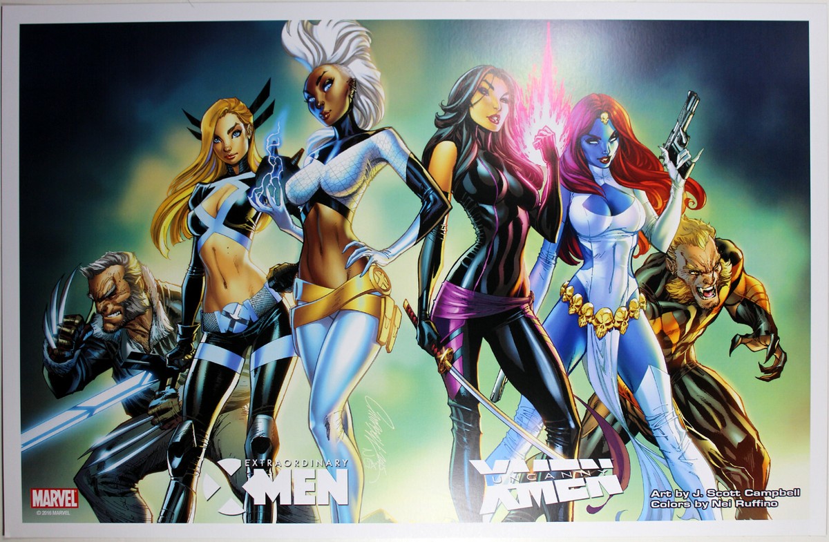 X MEN EXTRAORDINARY X MEN ART PRINT By J. Scott Campbell 11 X 17