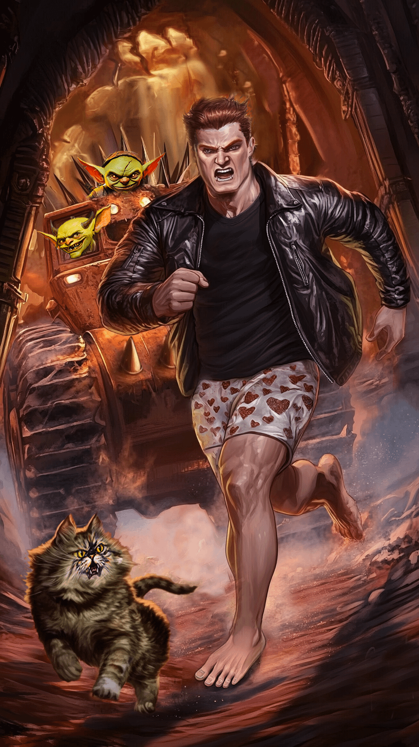 Friend wanted a phone wallpaper with a tortoiseshell Donut, so I photobashed a quick variant of the main cover. Might do some other scenes someday