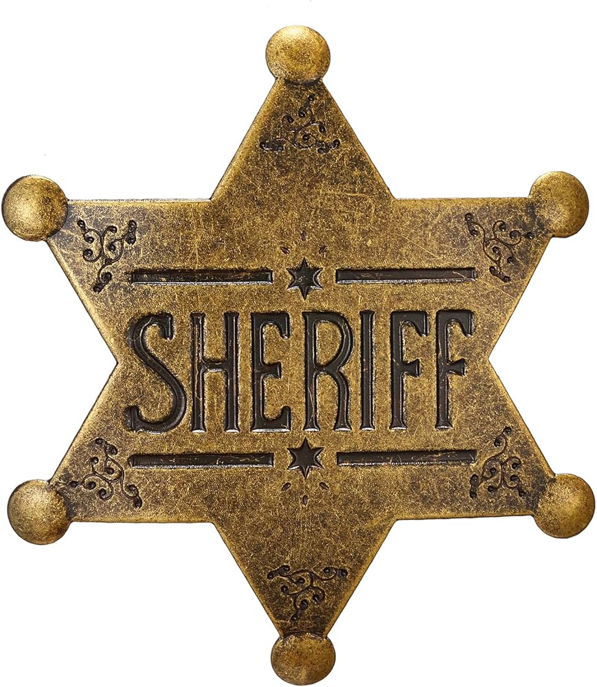 Xanight Metal Adults Sheriff Badge, Deputy Governor County Police Vest Costume Medal, Vintage Cartoon Honor Replica Stamping Stars Sheriff's Badges Pin Brooches, West Props Kids Christmas Gifts Toy 2.5: Clothing, Shoes & Jewelry
