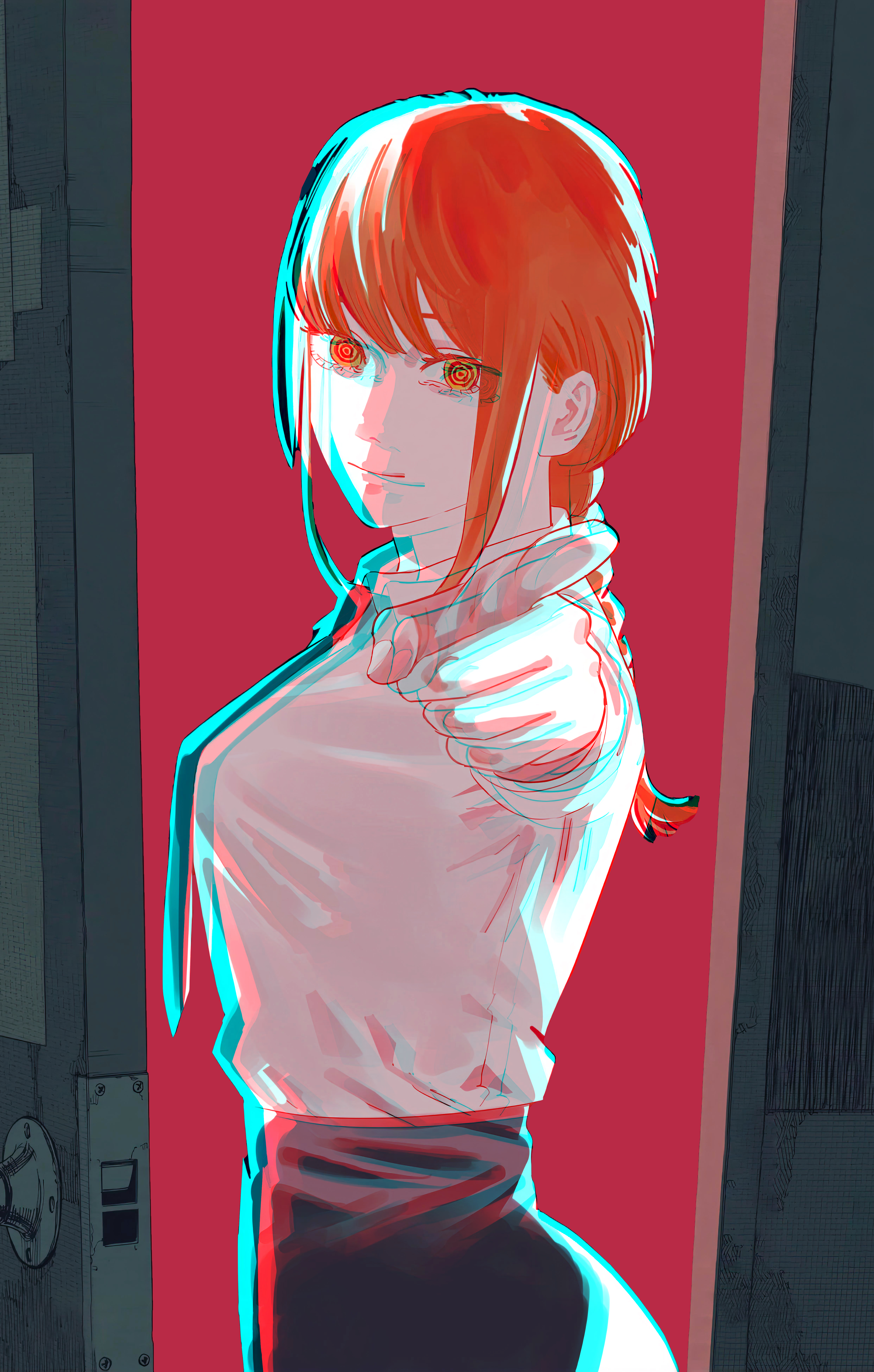 Clean Cover Makima with Color Contrast + Chromatic Aberration Wallpaper