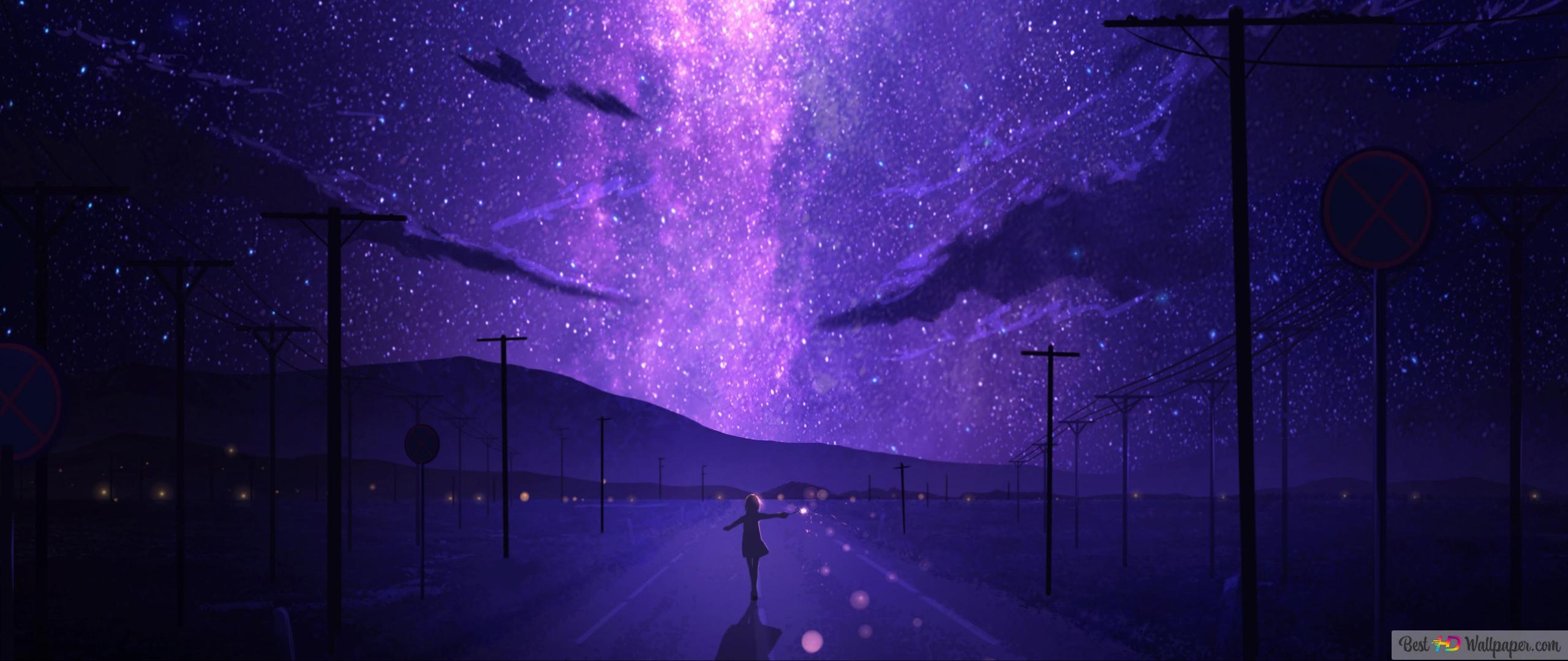 Purple Starry Sky 4K wallpaper download