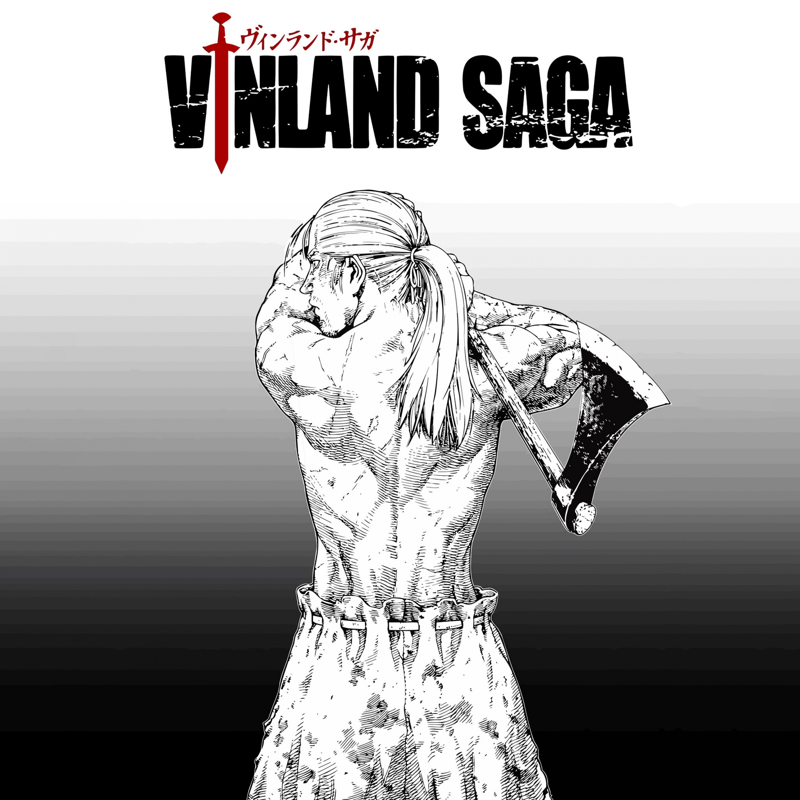 Vinland Saga Wallpaper 4K, 5K, Black and White, Thorfinn
