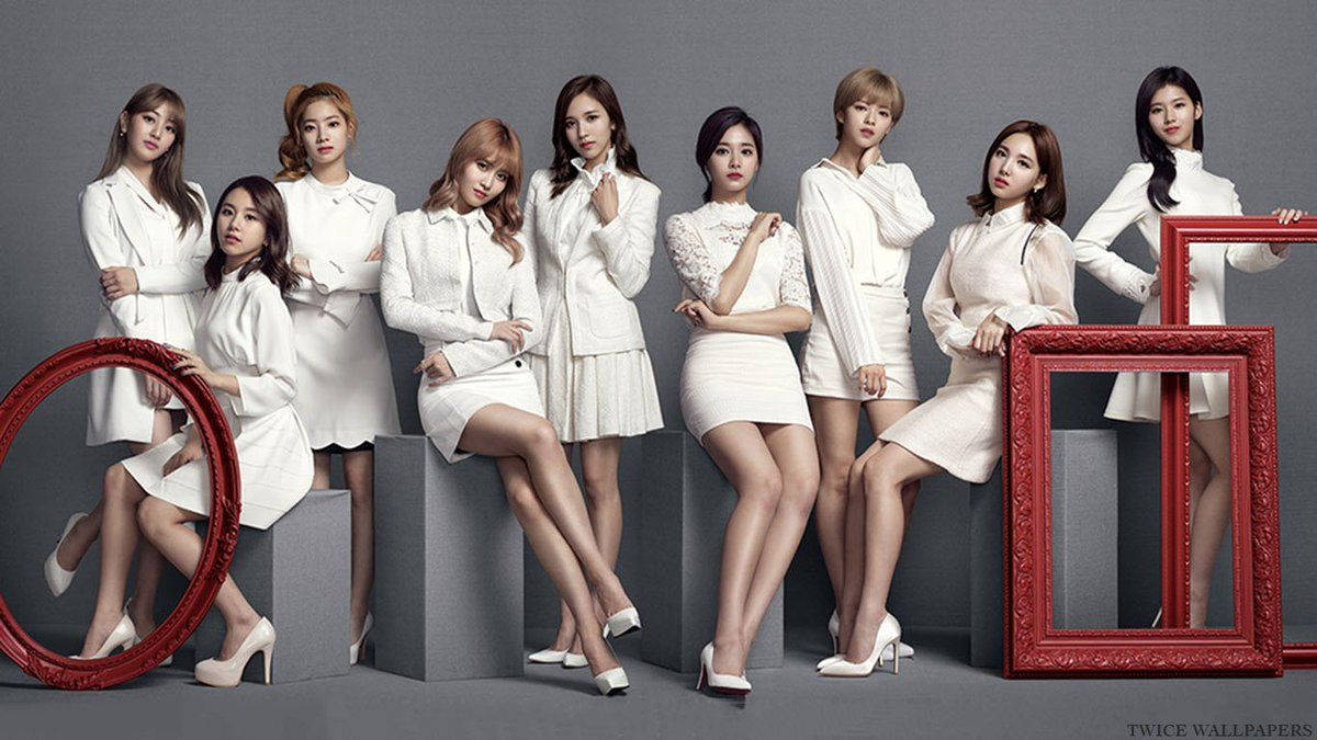 Download K Pop Sensation Twice Serene In White Wallpaper