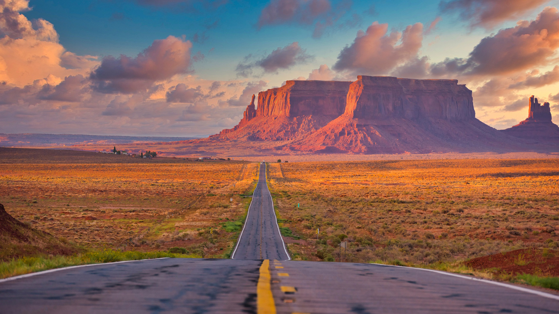 Road Between Arizona Desert Monument Valley HD Nature Wallpaper
