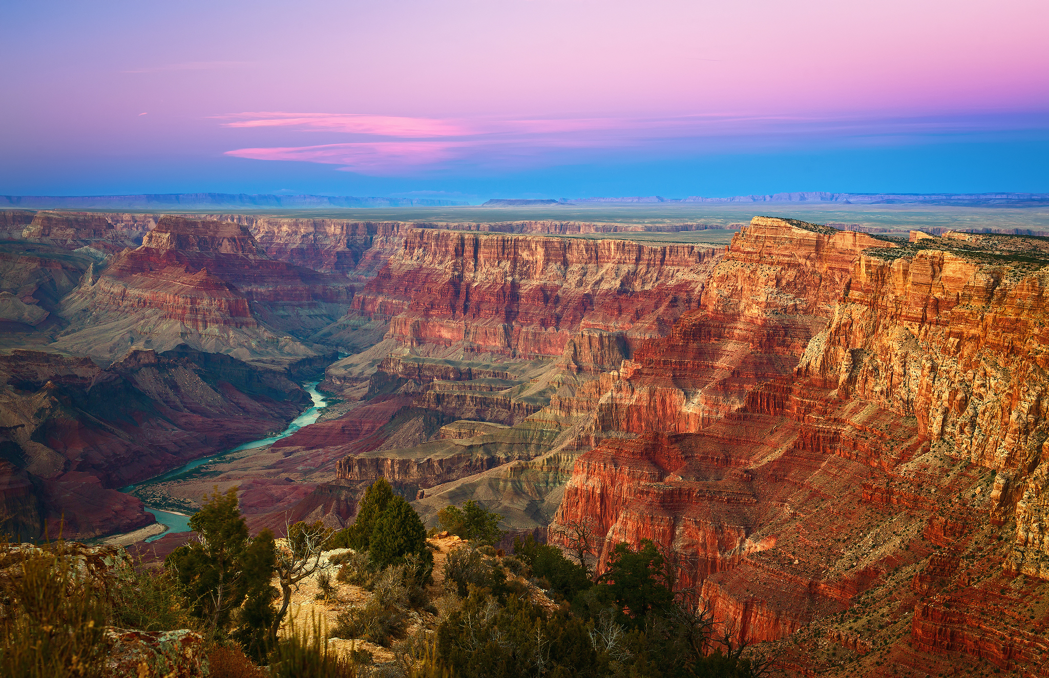 Wallpaper the sky, sunset, mountains, rocks, desert, USA, Grand Canyon, Arizona for mobile and desktop, section пейзажи, resolution 2048x1324