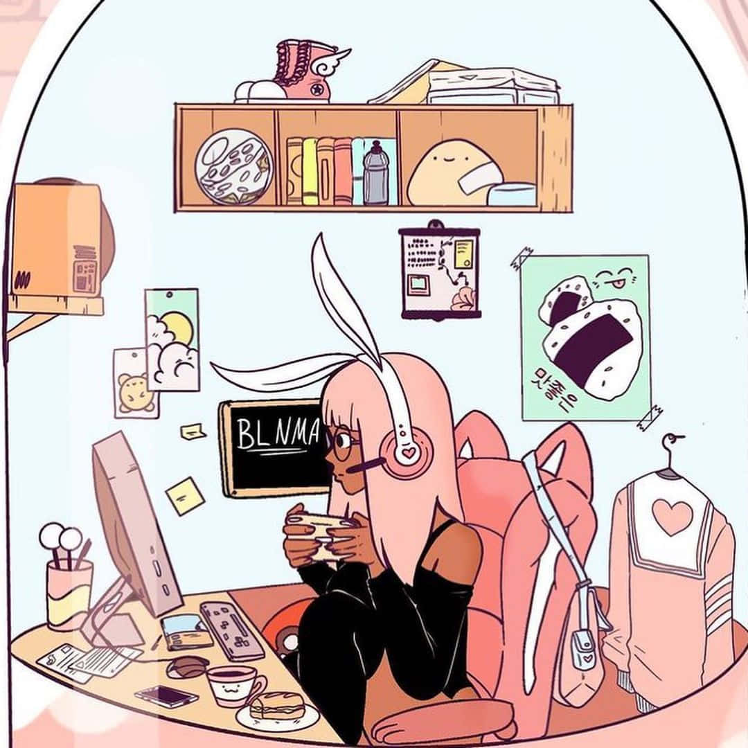 Download Gamer Girl Cozy Setup Wallpaper