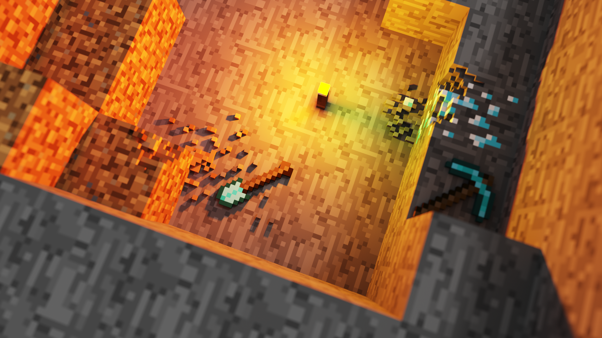 Mining late at night (wallpaper) made on MagicaVoxel