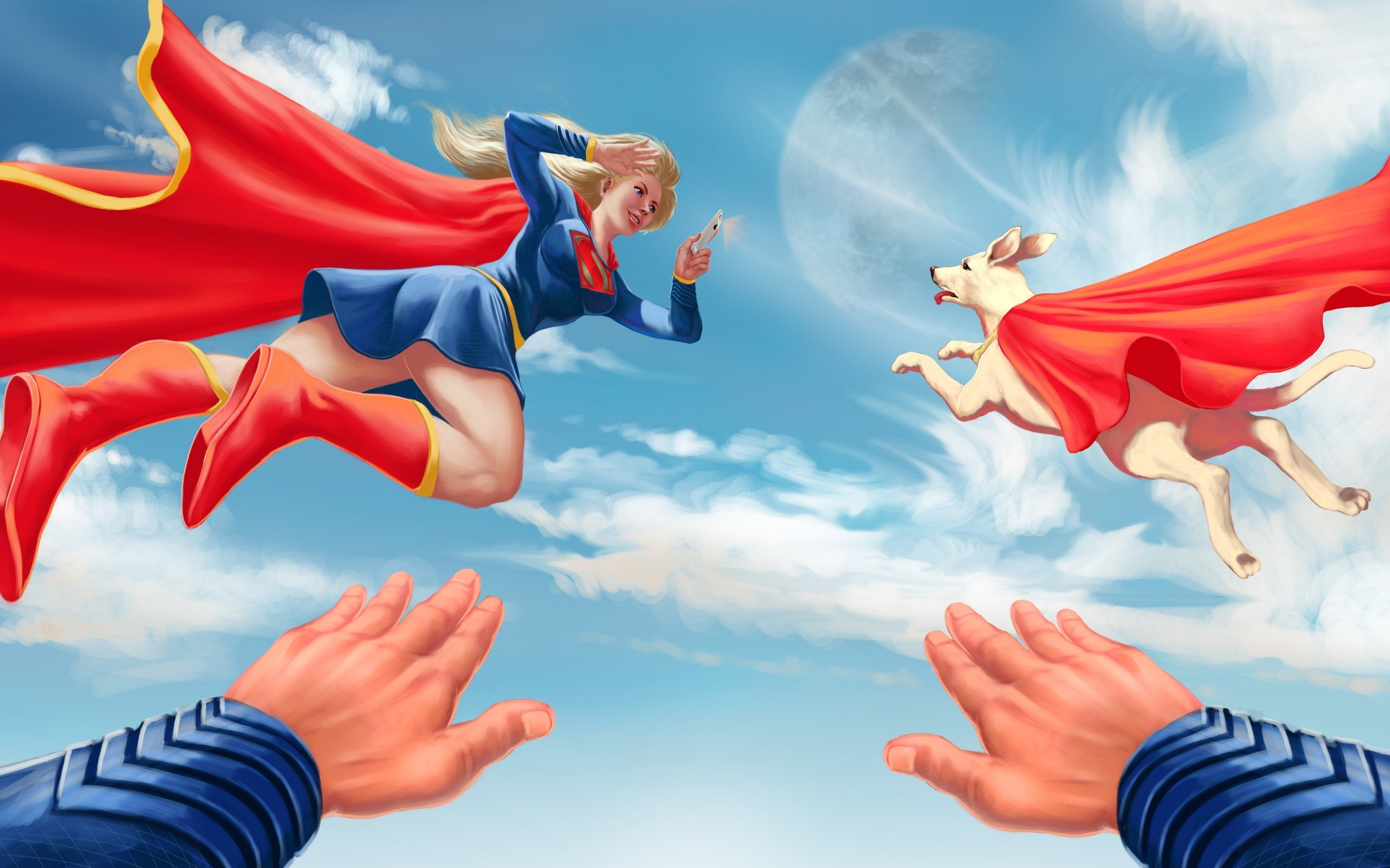 supergirl, Superdog, Superman, Sky, Comic Wallpaper HD / Desktop and Mobile Background