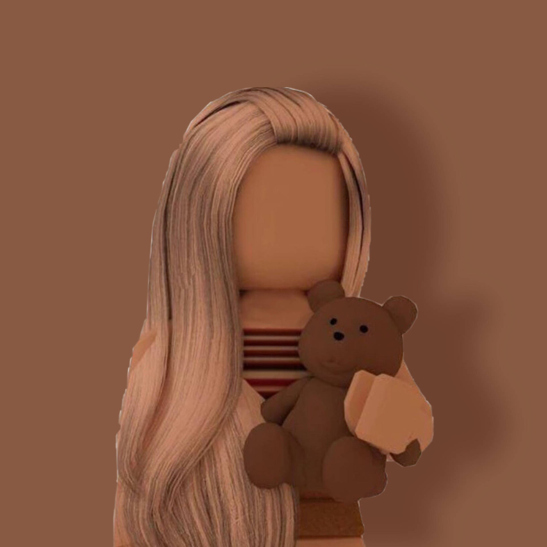 Download Aesthetic Roblox Girl With Brown Teddy Bear Wallpaper