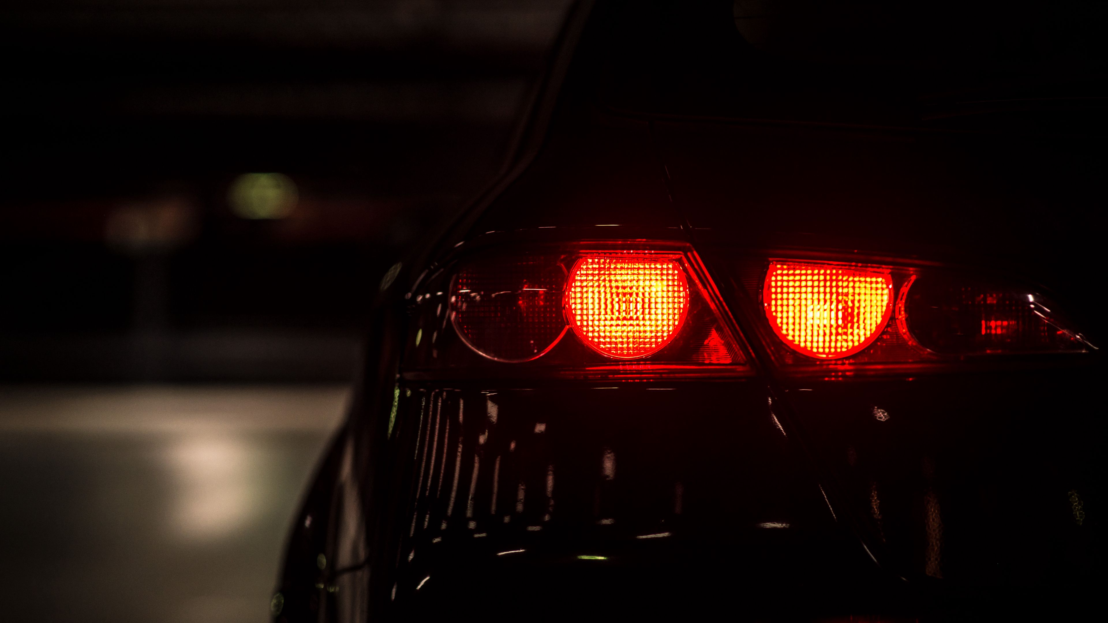 Download wallpaper 3840x2160 car, light, red, dark, backlight 4k uhd 16:9 HD background