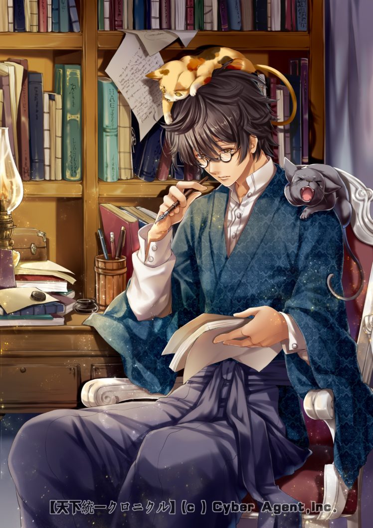 cyberagent, Tenka, Touitsu, Chronicle, Anime, Video, Games, Anime, Character, Guy, Cats, Cute Wallpaper HD / Desktop and Mobile Background