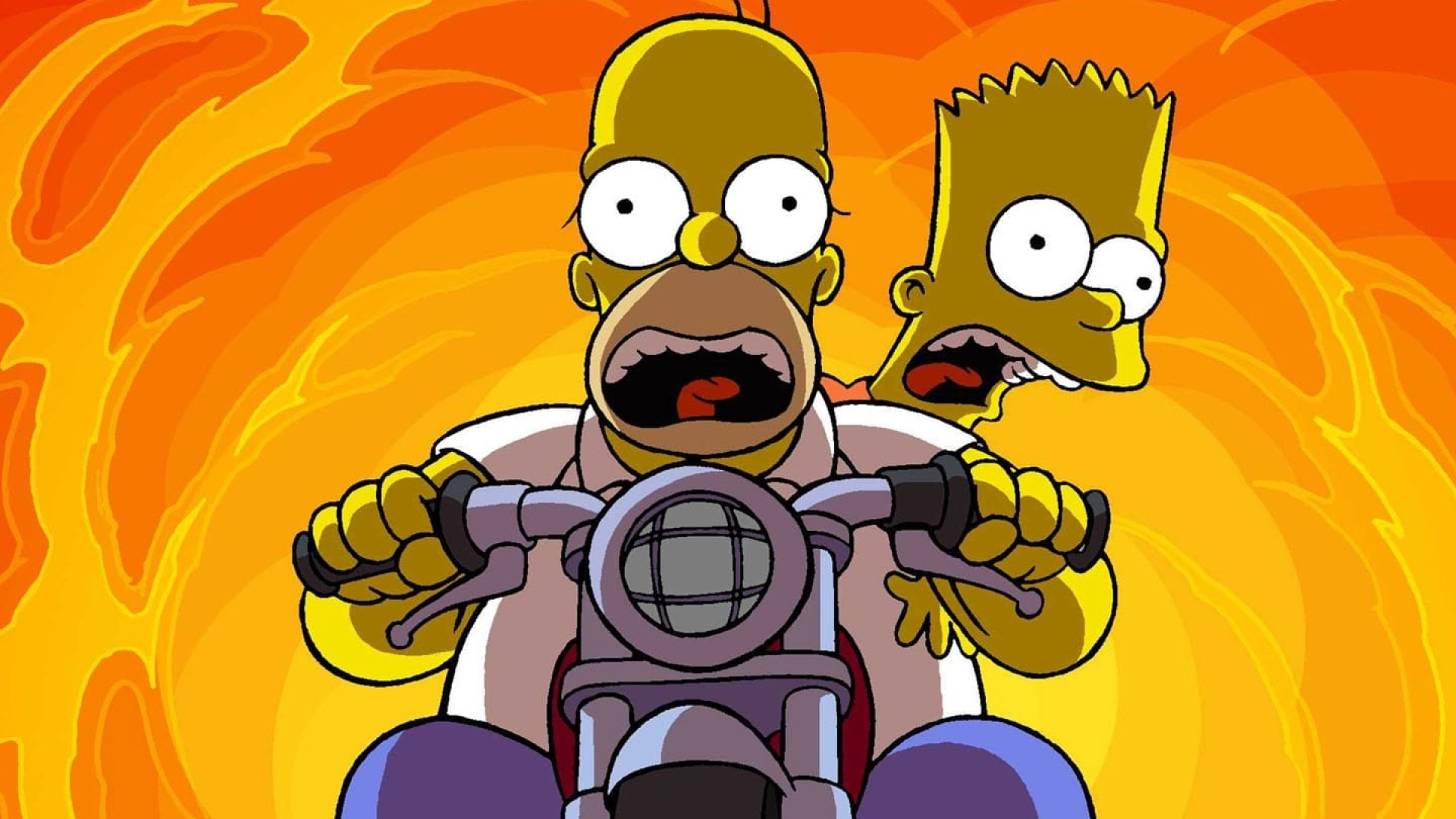 Homer Simpson And Bart Simpson On Scooter HD Bart Simpson Wallpaper