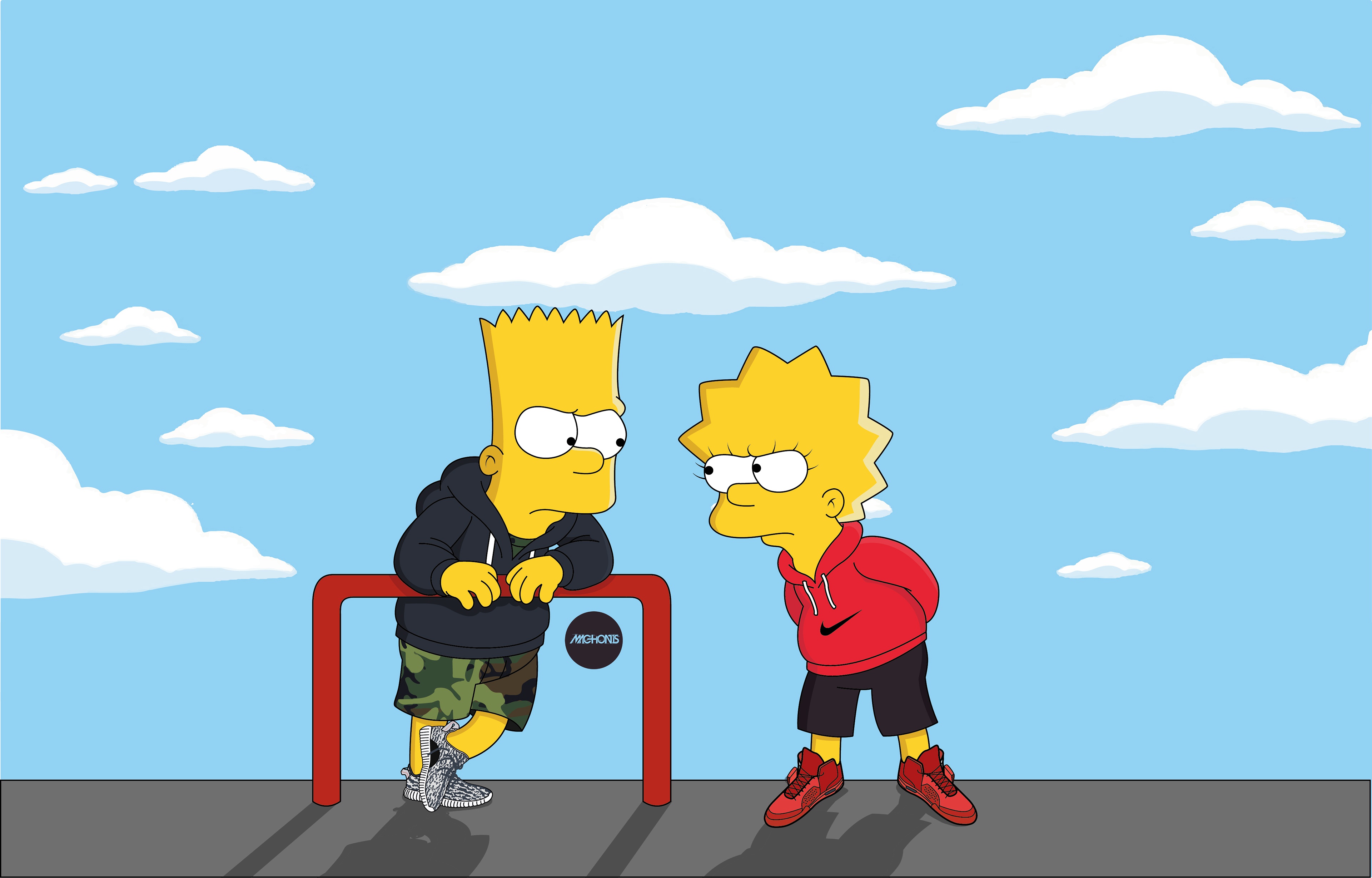 Wallpaper figure, cartoon, The simpsons, art, show, Adidas, Simpsons, Bart for mobile and desktop, section фильмы, resolution 3840x2456