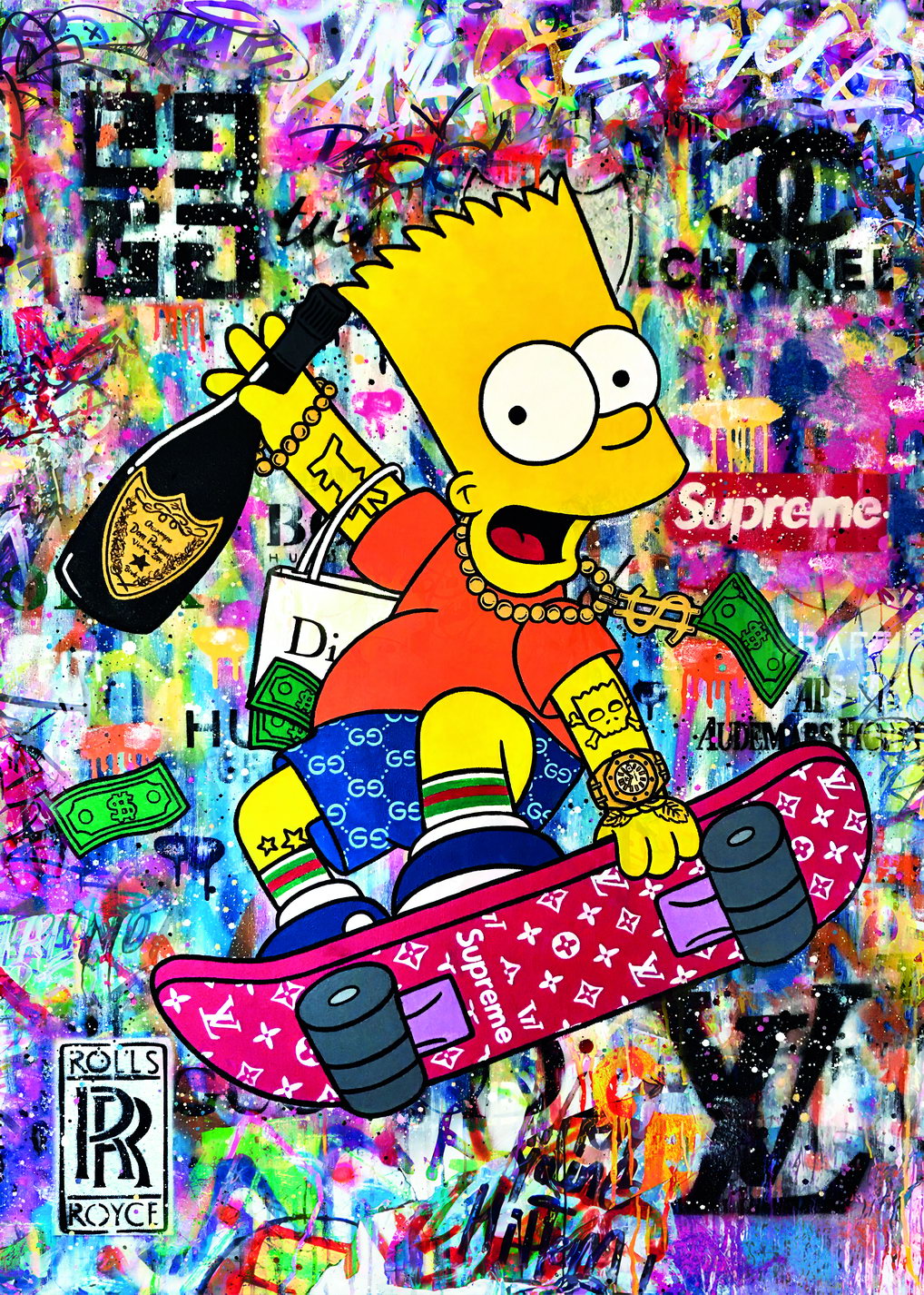 Poster Simpson Pop Art Poster Graffiti Street Art Skateboard Supreme Modern Cartoon Tribute Print