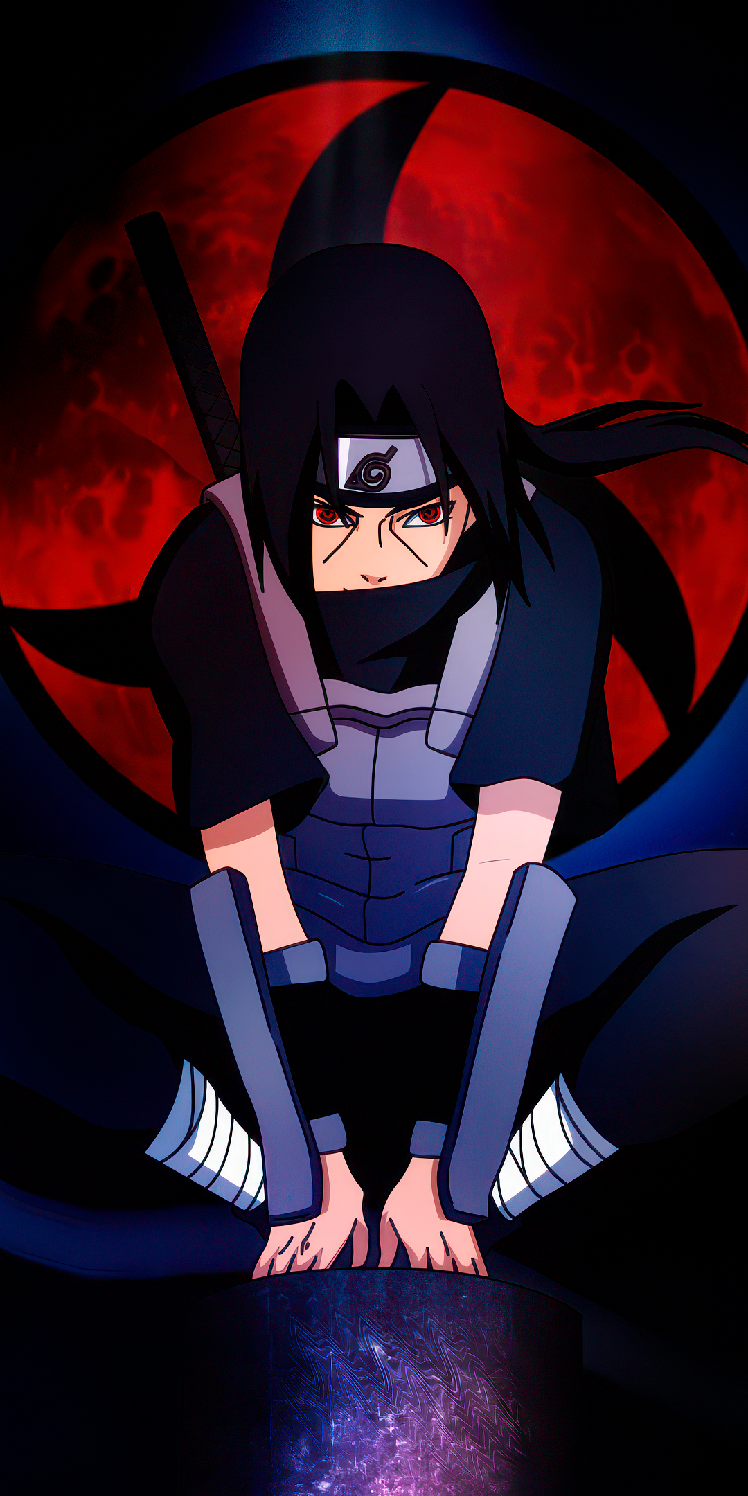 Itachi Uchiha Wallpaper 4K, Pose, Sharingan, Dark aesthetic