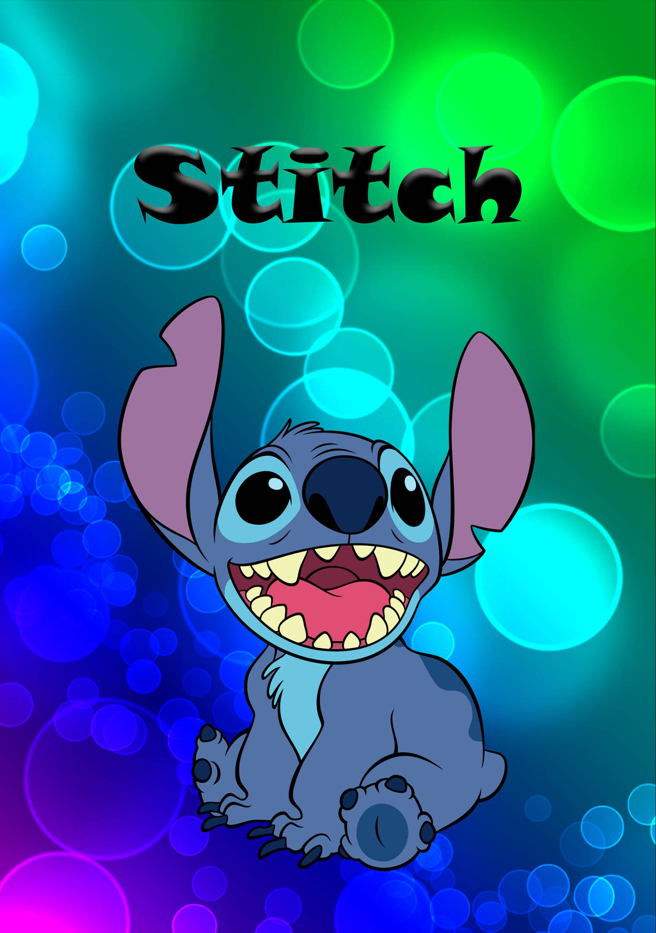 Download Stitch From Disney In Colorful Background Wallpaper