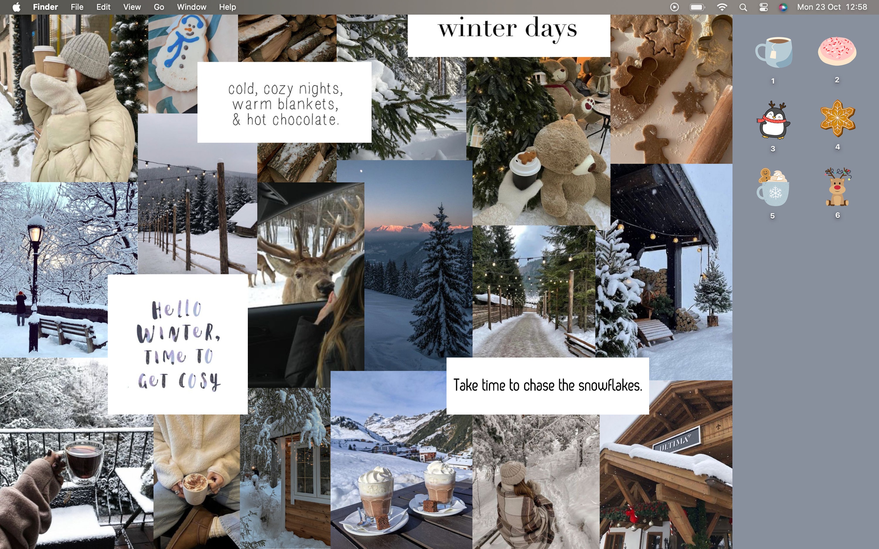Winter Christmas MacBook Wallpaper & Icon Inch. Vision Board. Collage. Aesthetic Wallpaper